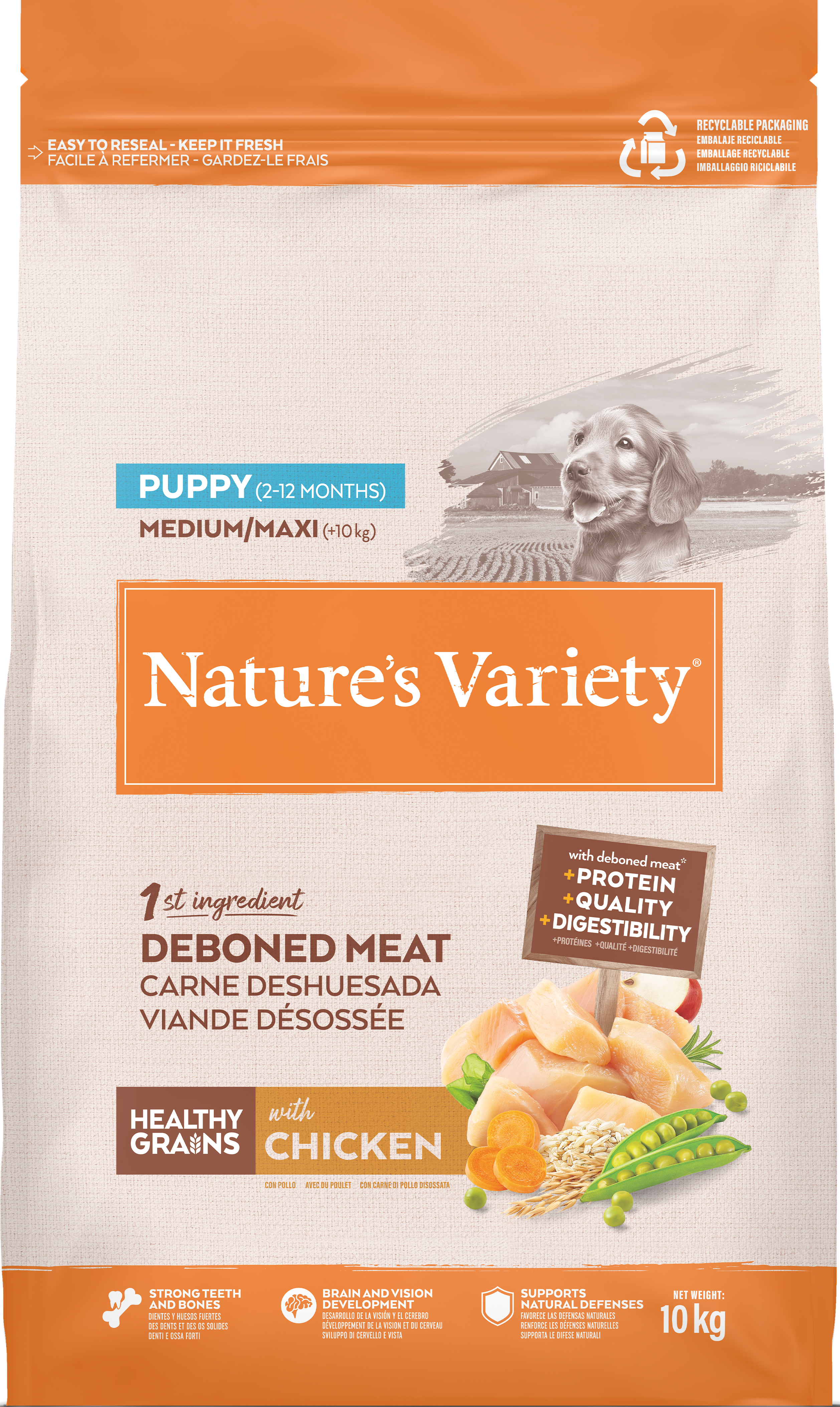 Croquettes pour chiot avec céréales saines medium maxi poulet 10 kg - Nature's Variety - Imagen 1