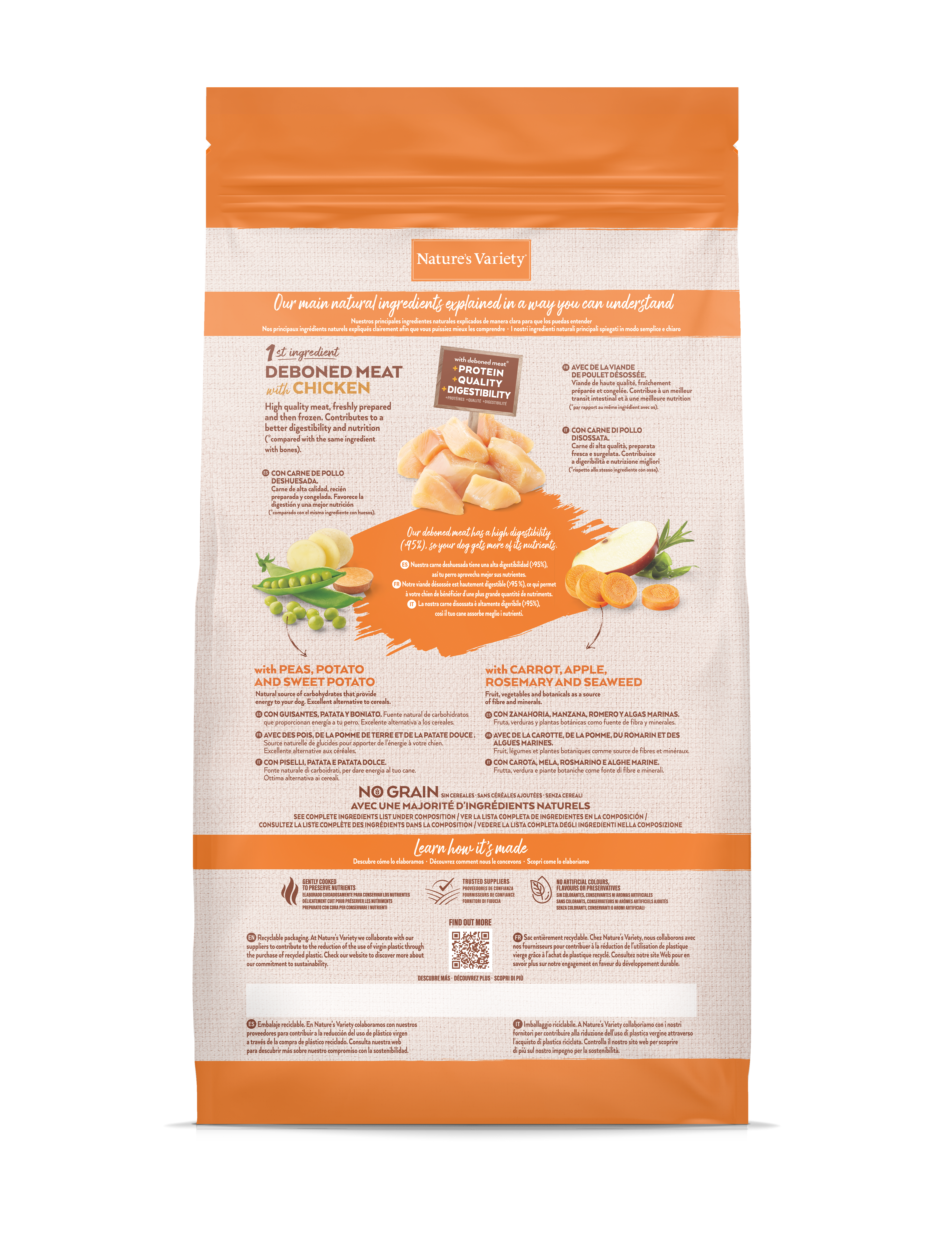 Croquettes pour chien adulte sans céréales medium maxi poulet 3 kg - Nature's Variety - Imagen 5
