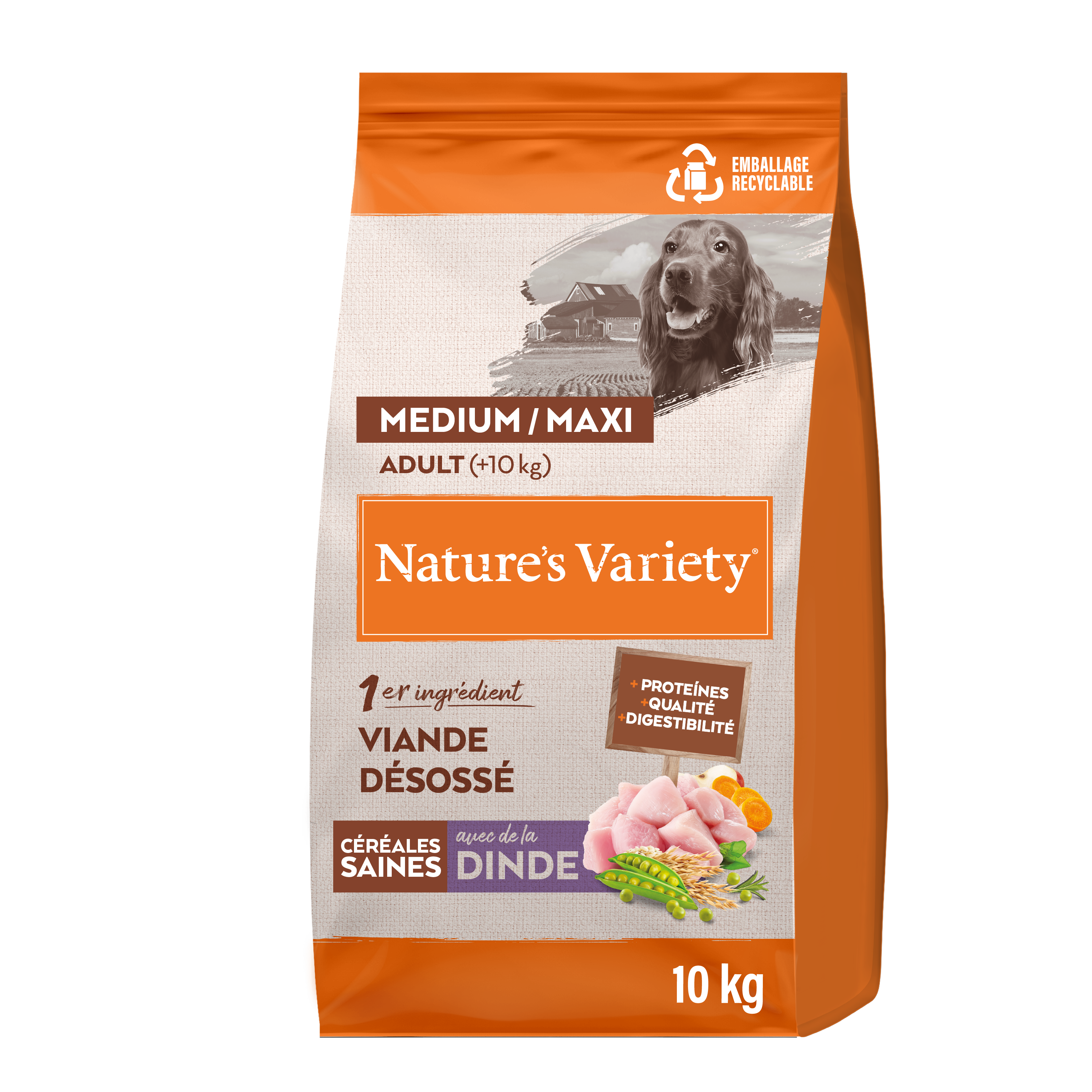 Croquetas para perro adulto con cereales saludables medium maxi pavo 10 kg - Nature's Variety - Imagen 4