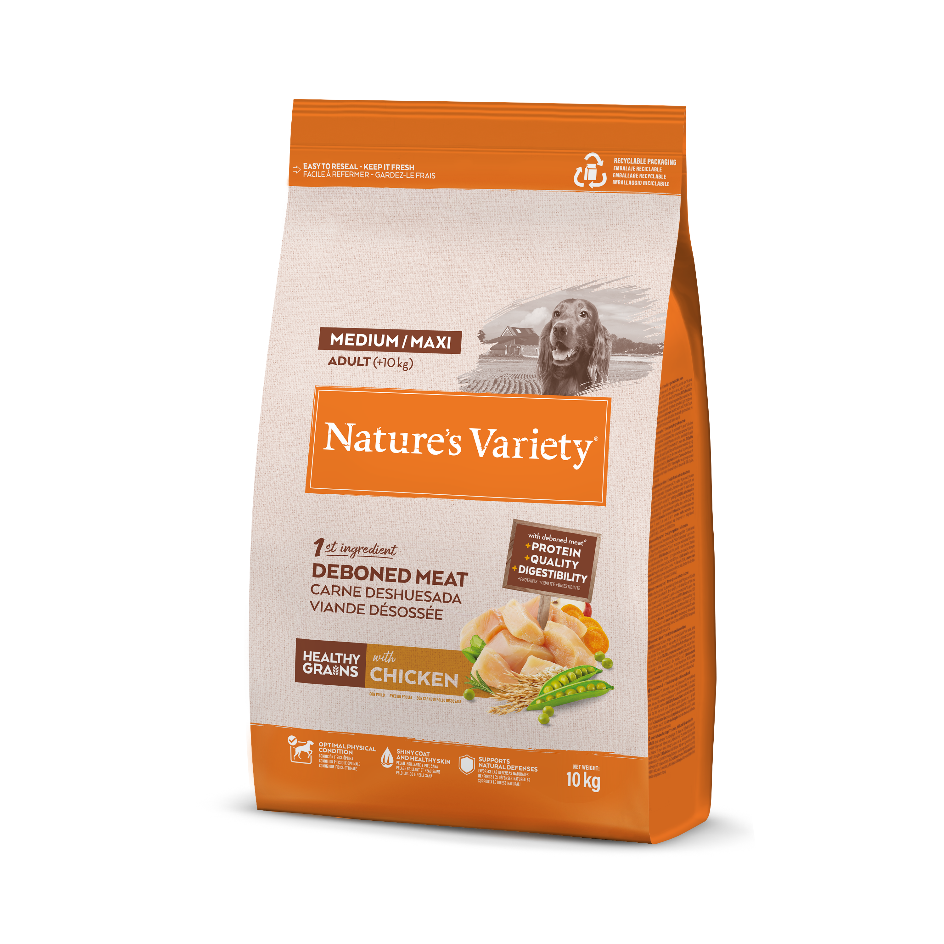 Croquettes pour chien adulte avec céréales saines medium maxi poulet 10 kg - Nature's Variety - Imagen 5