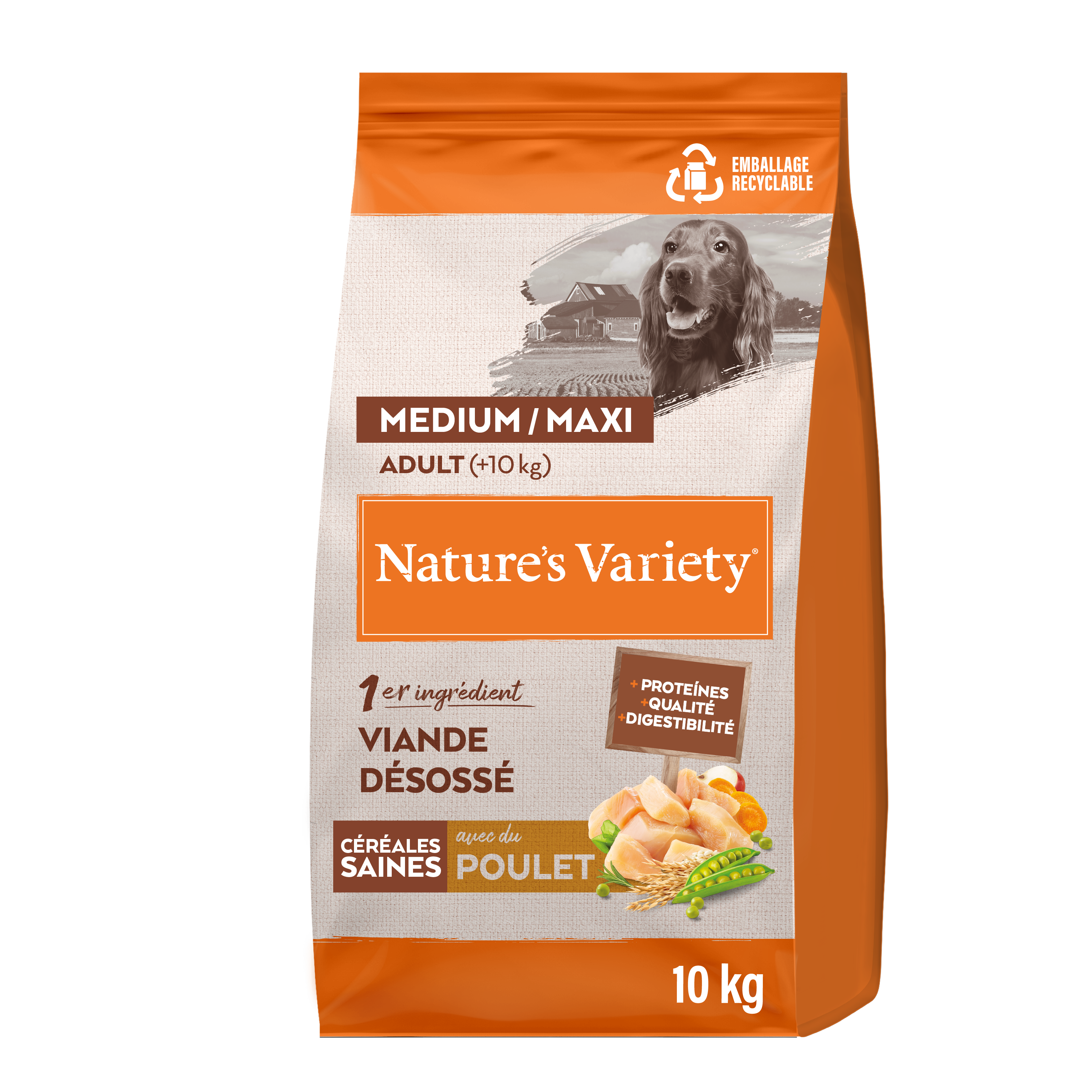 Croquettes pour chien adulte avec céréales saines medium maxi poulet 10 kg - Nature's Variety - Imagen 2