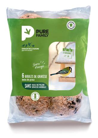 Pure Family - Boules de graisse nature 90 g x 6 - PURE FAMILY