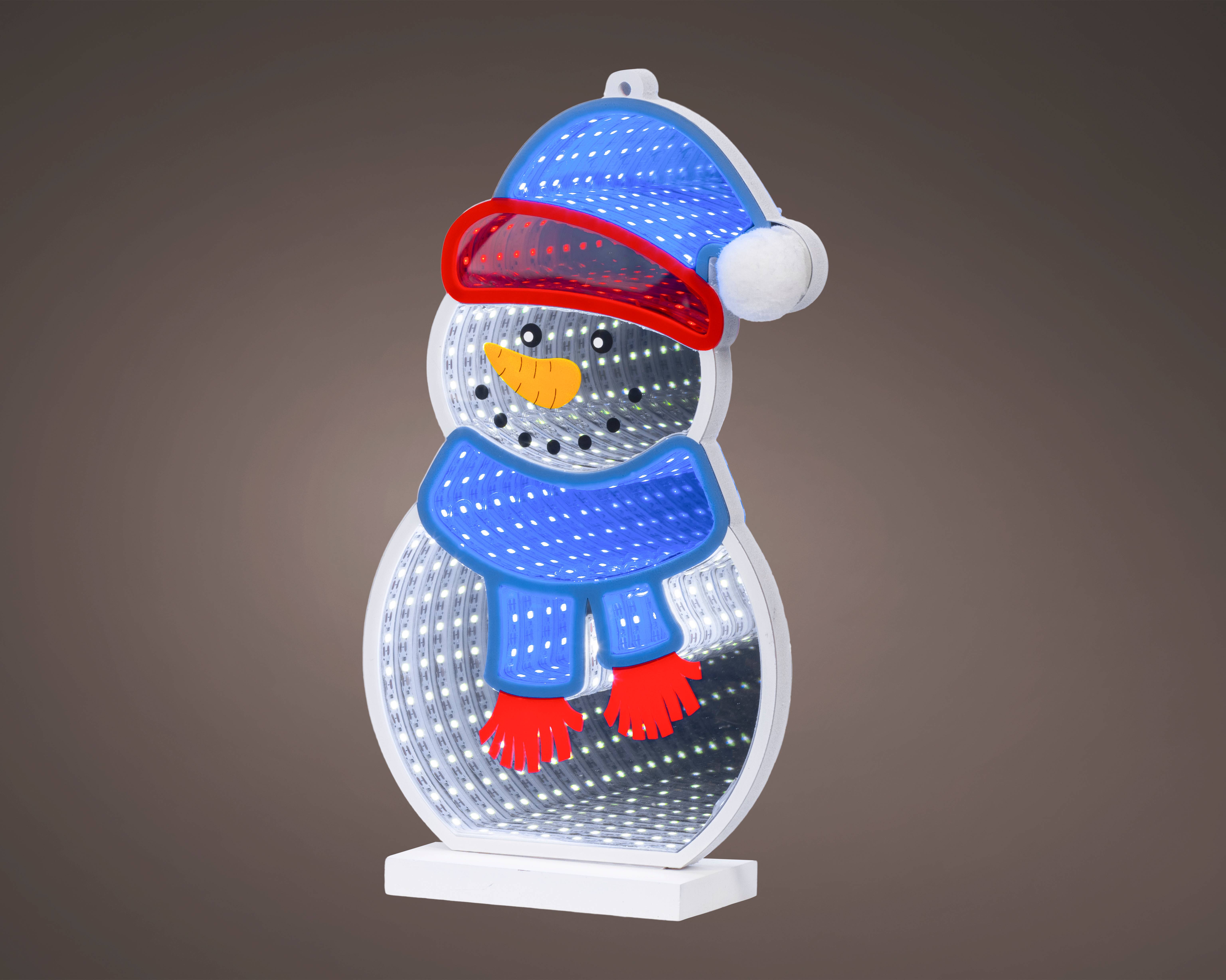 Muñeco de nieve LED luminaria efecto infinito interior L.6 x W.14,70 x H.27,20 cm - 153L