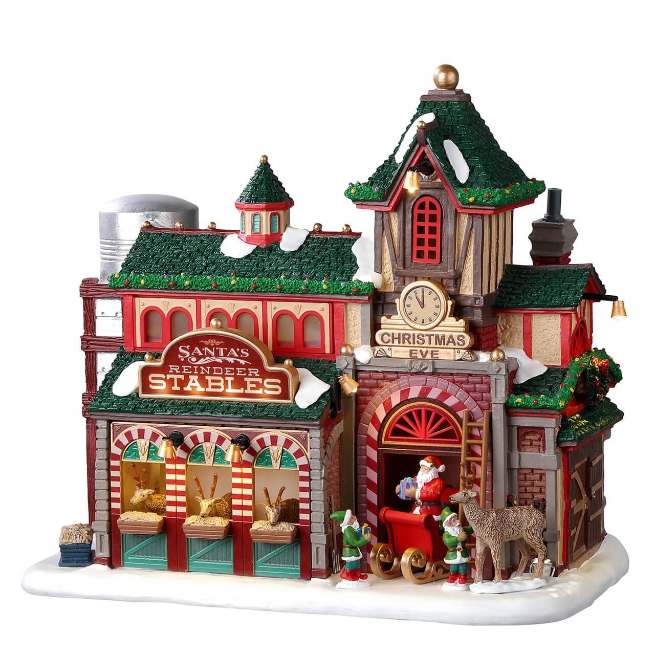 Écuries des rennes du Père Noël résine multicolore L.24,5 x l.14,5 x H.22,5 cm - LEMAX - Imagen 2