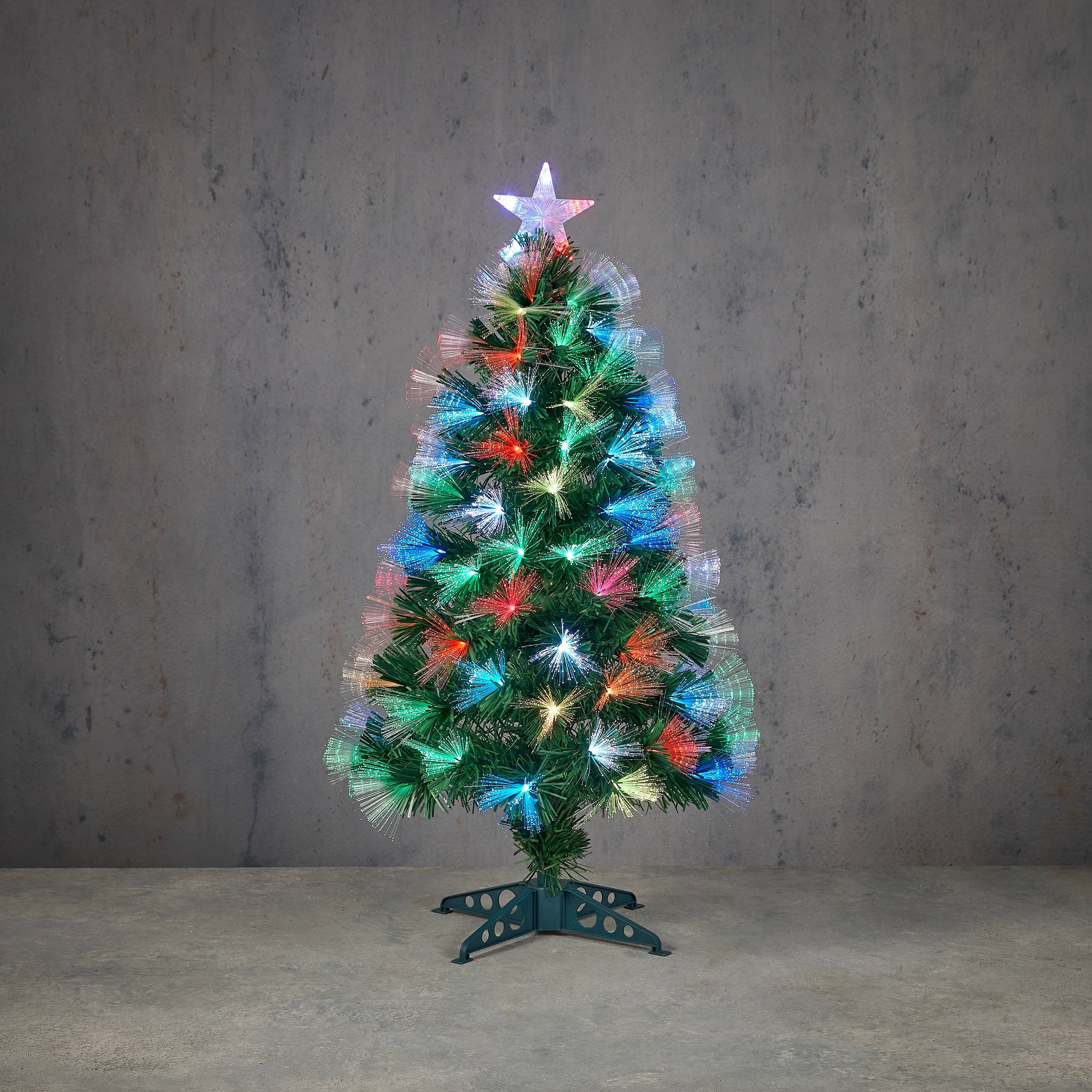 Árbol de fibra óptica verde Huston Multicolor 95LED temporizador pvc H.90 x Ø.40 cm / 1,3 kg - Luca Lighting