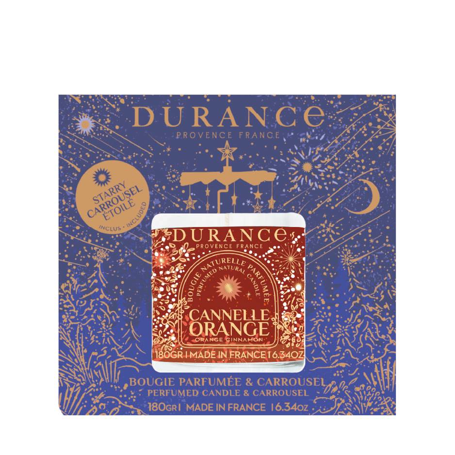 Durance - Caja de Vela 180 gr + Carrusel Canela Naranja