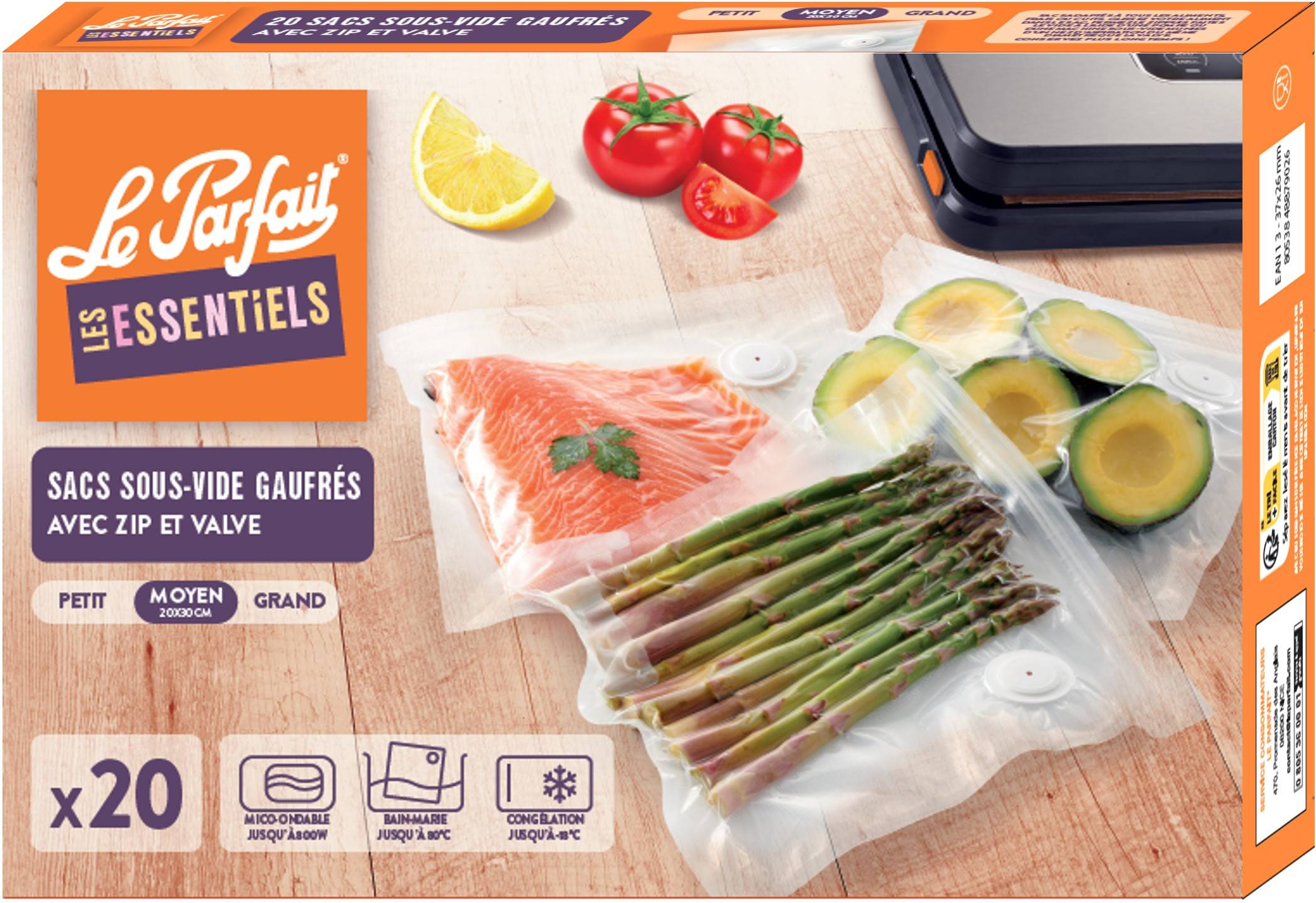 Le Parfait - Sacs zippés avec valve sous-vide 20x30 cm - Le Parfait®
