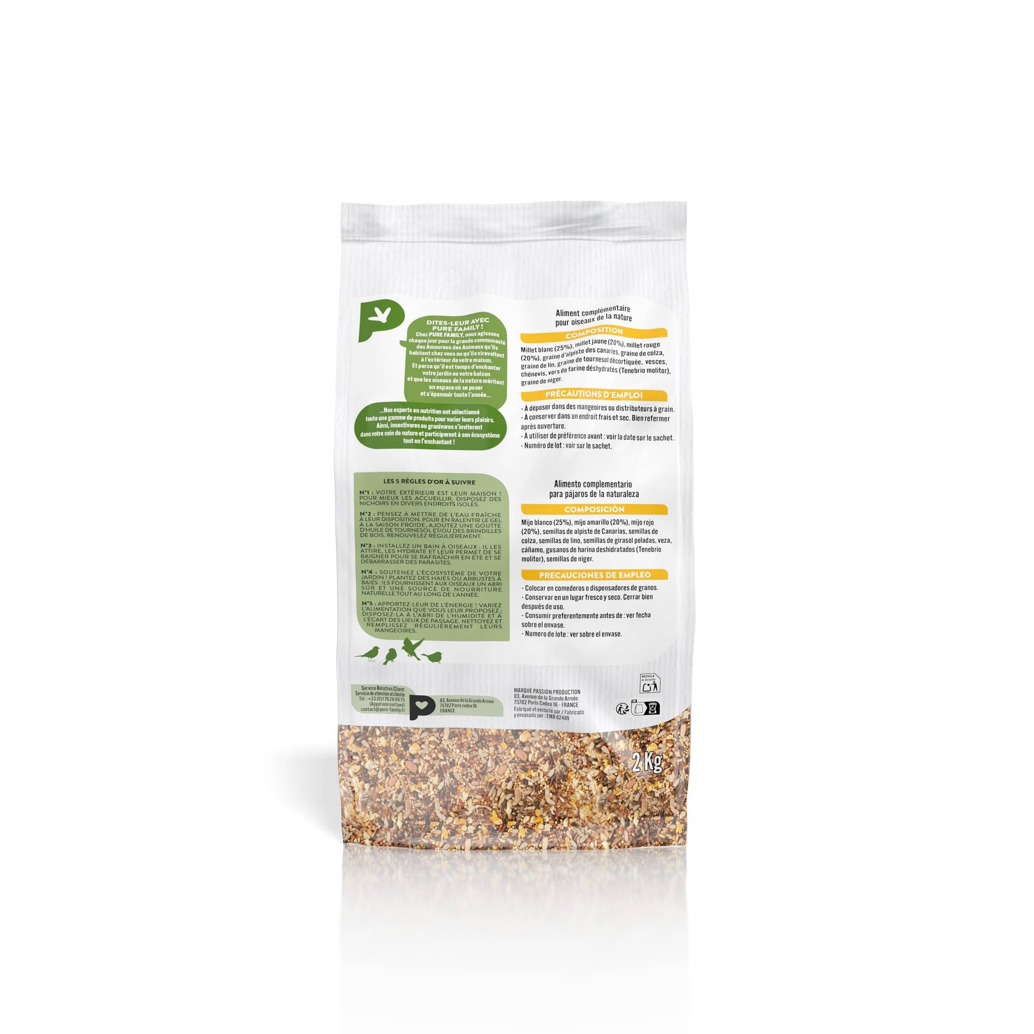 Pure Family - Mélange de graines Gourmand 2 kg - PURE FAMILY - Imagen 2