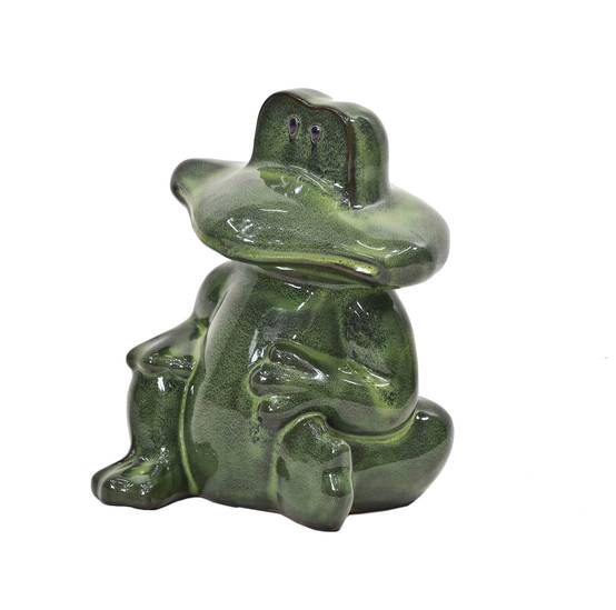 Ecloz - Figurine de jardin grenouille assise en terre cuite émaillée - L. 20 cm - ECLOZ