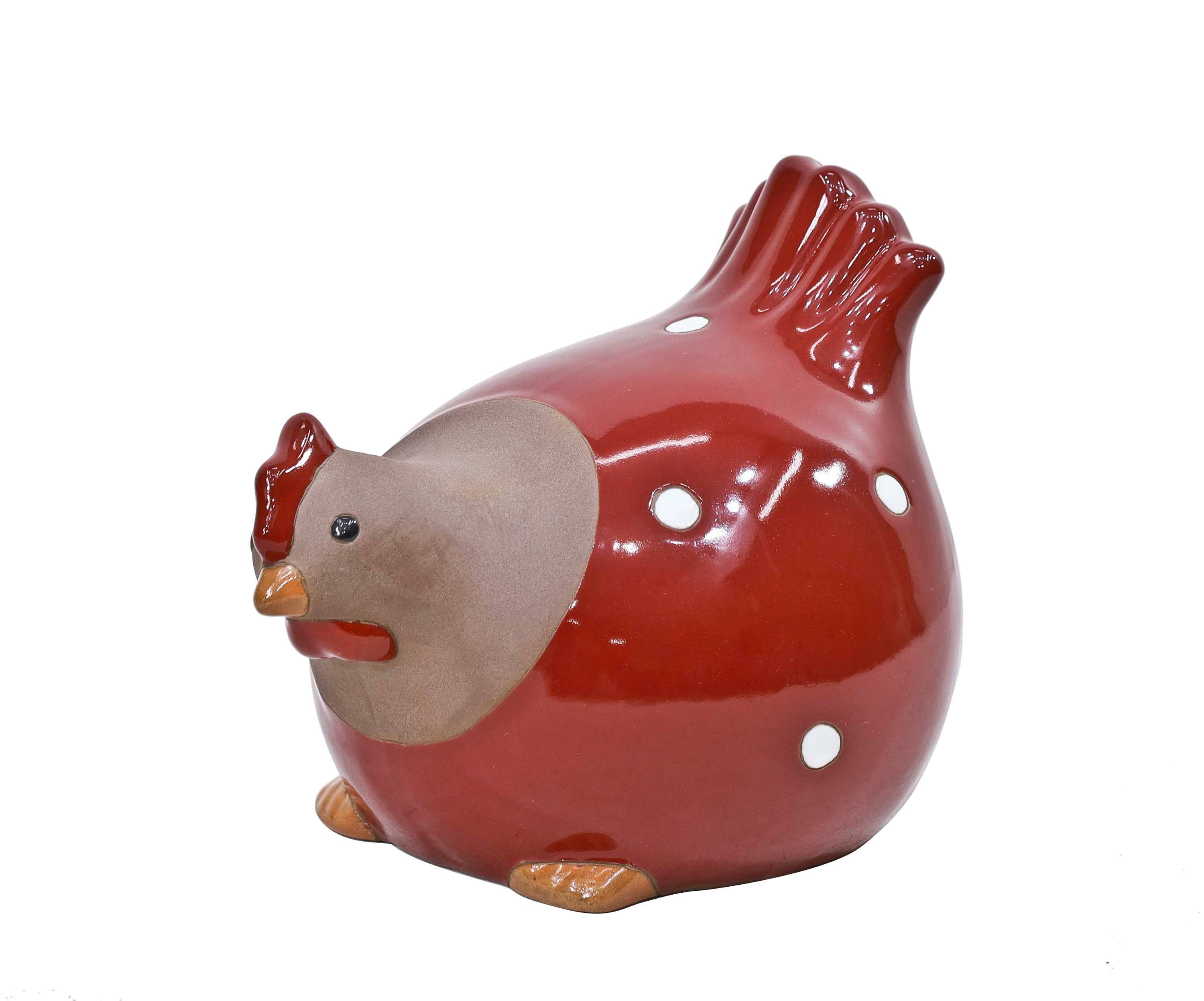 Ecloz - Figurine de jardin poule en terre cuite émaillée - L. 26 cm - ECLOZ