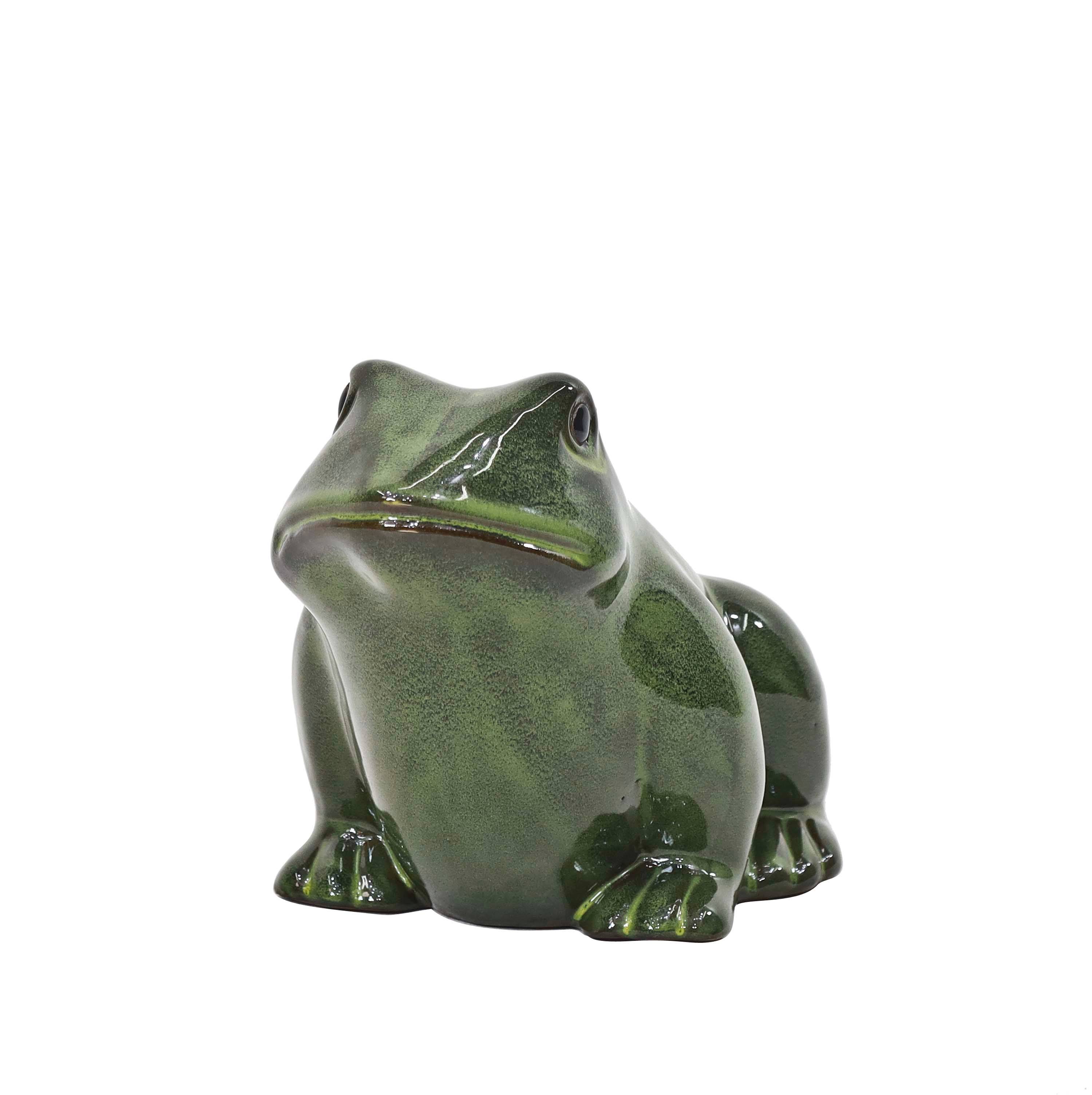 Ecloz - Figurine de jardin grenouille en terre cuite émaillée - L. 23 cm - ECLOZ
