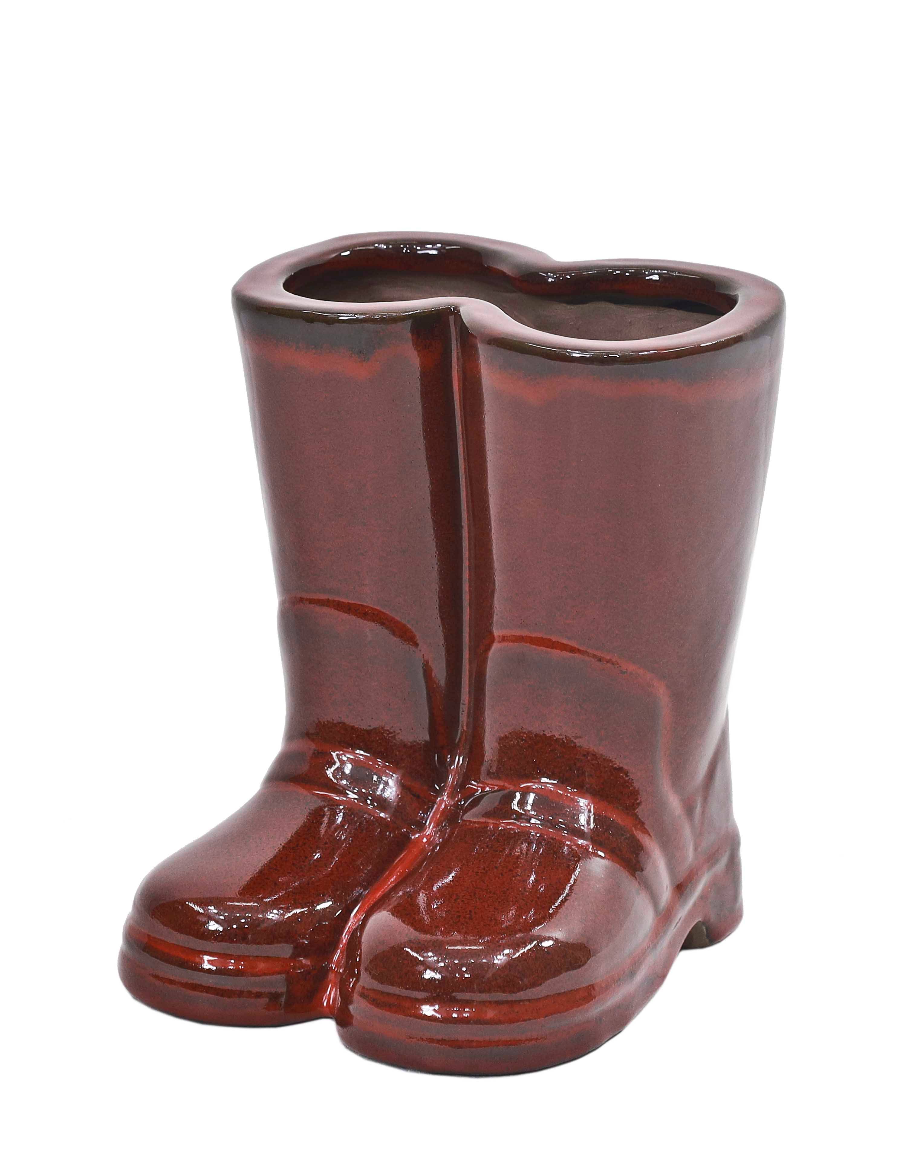 Ecloz - Figurine de jardin paire de bottes en terre cuite émaillée - L. 20 cm - ECLOZ