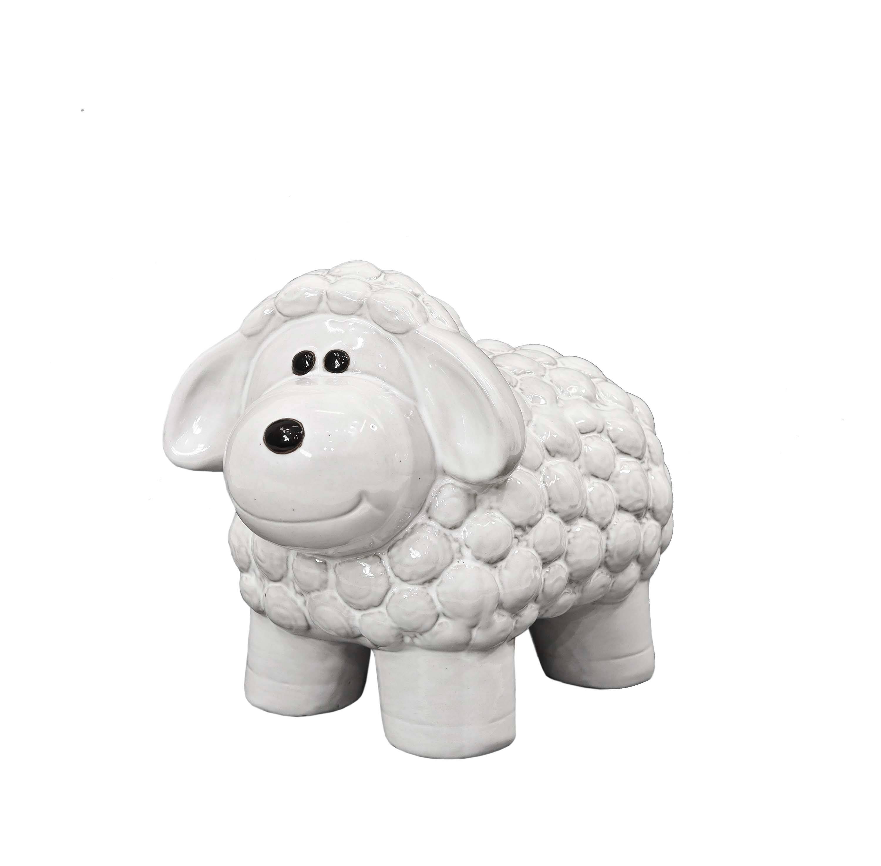 Ecloz - Figurine de jardin mouton en terre cuite émaillée - L. 31,5 cm - ECLOZ