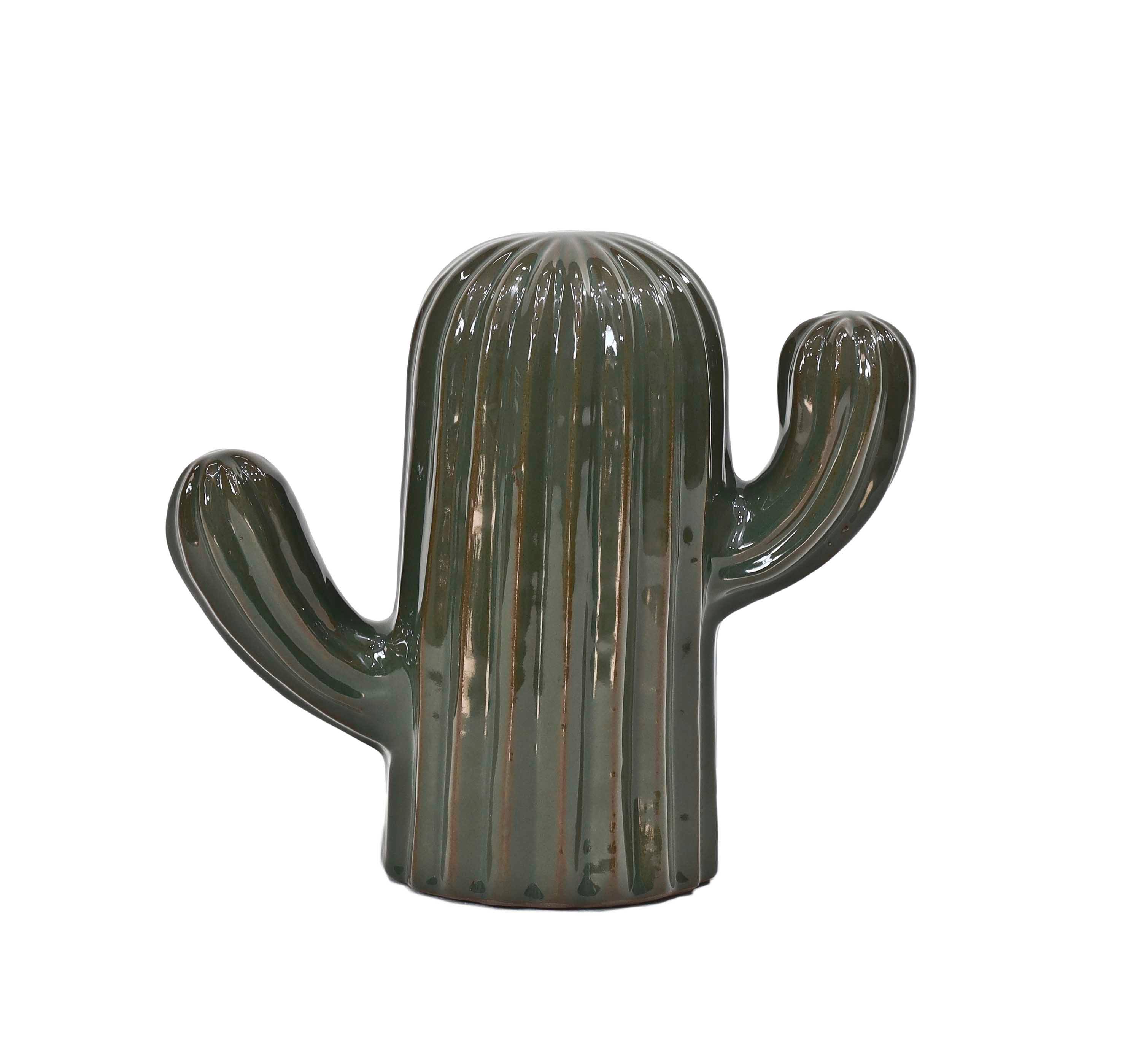 Ecloz - Figurine de jardin cactus en terre cuite émaillée - L. 28 cm - ECLOZ