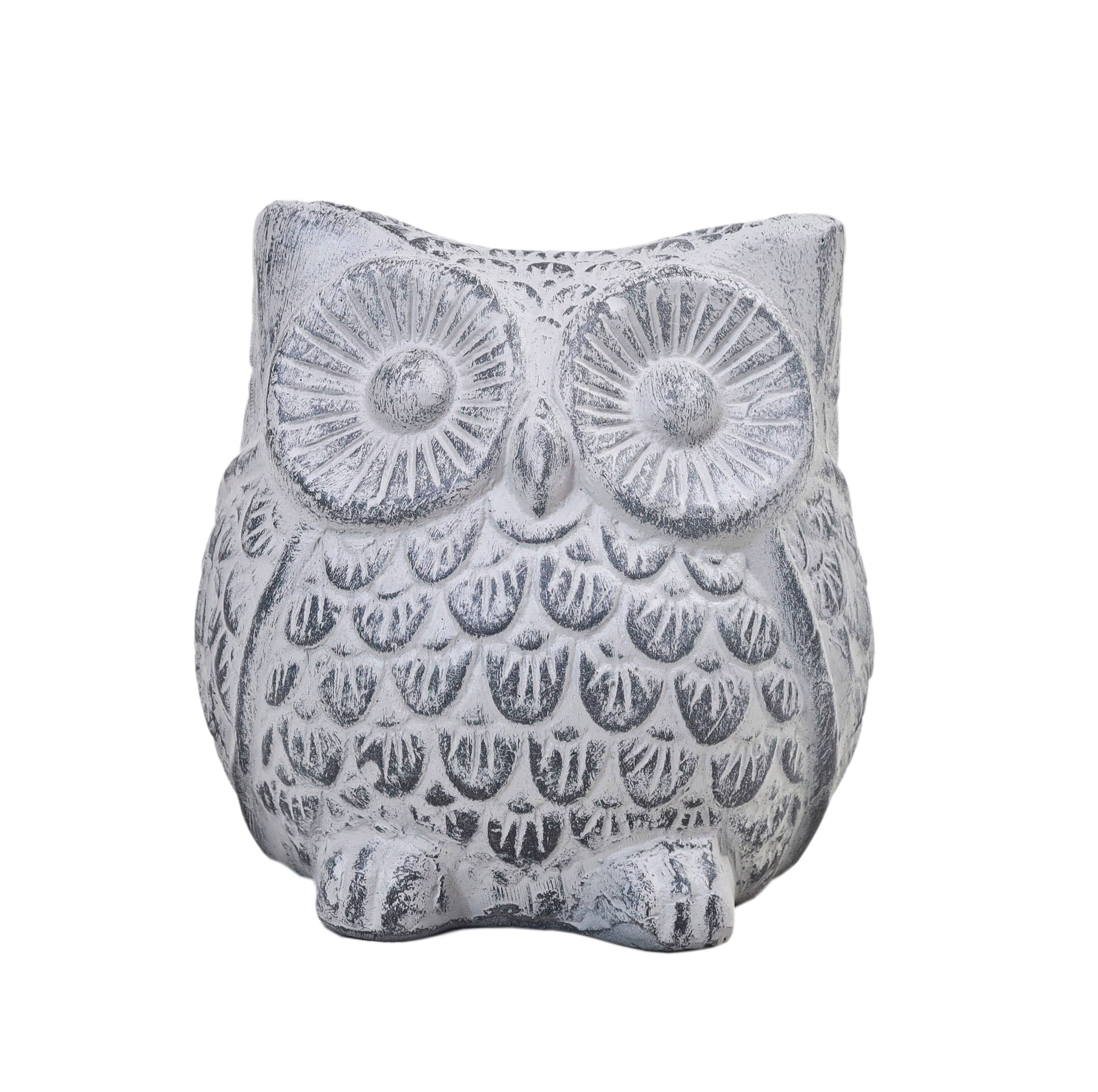 Ecloz - Figurine de jardin hibou en ciment petit modèle - L. 17 cm - ECLOZ