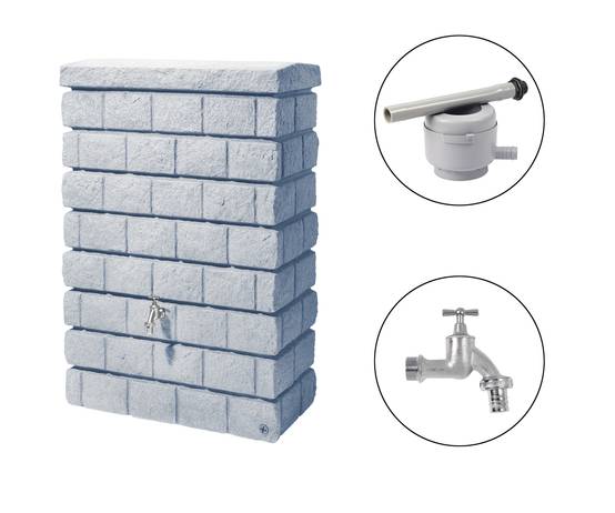 Garantia - Récupérateur d'eau de pluie 300L Rocky junior collecteur et robinet inclus gris clair - Garantia
