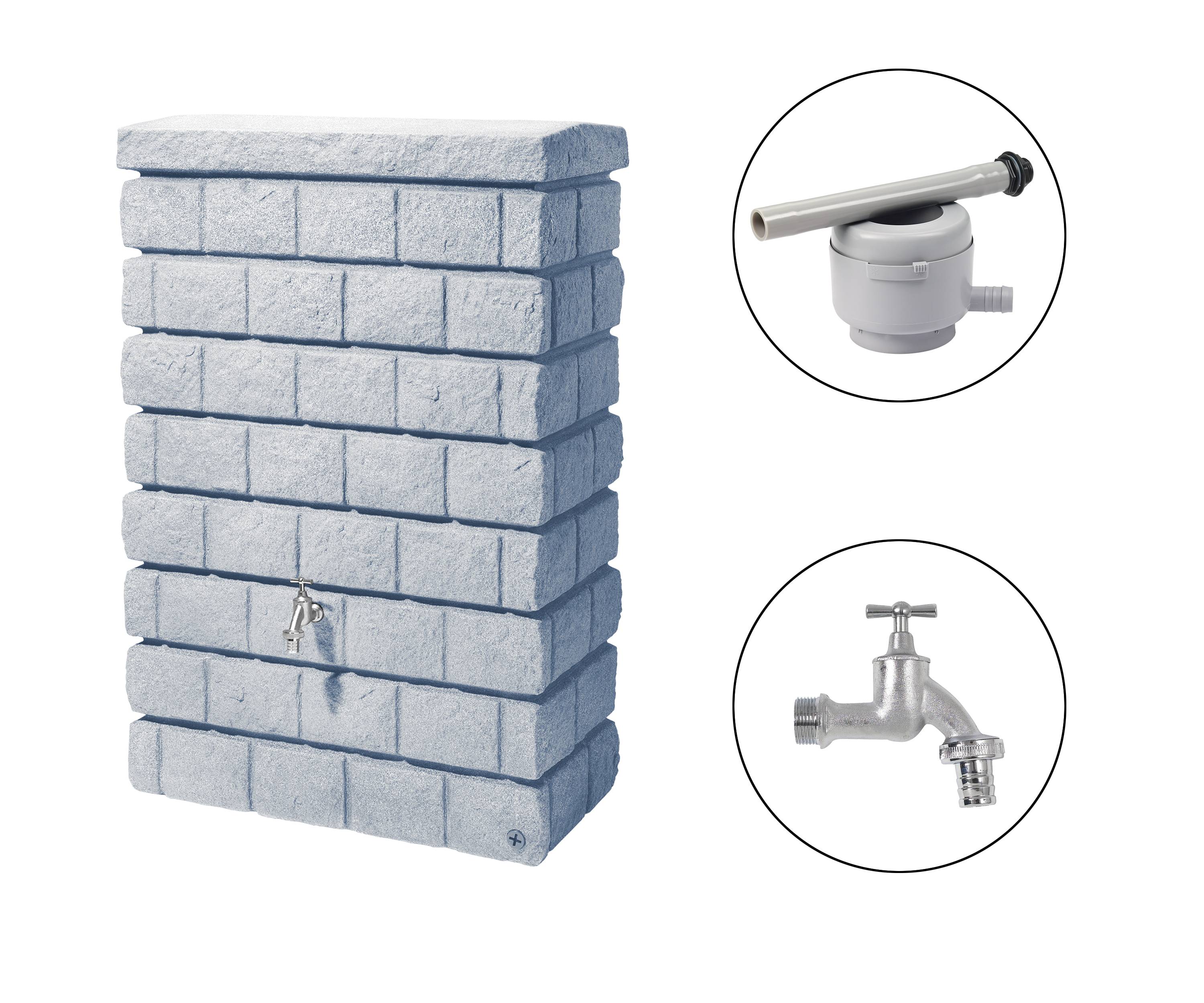 Garantia - Récupérateur d'eau de pluie 300L Rocky junior collecteur et robinet inclus gris clair - Garantia