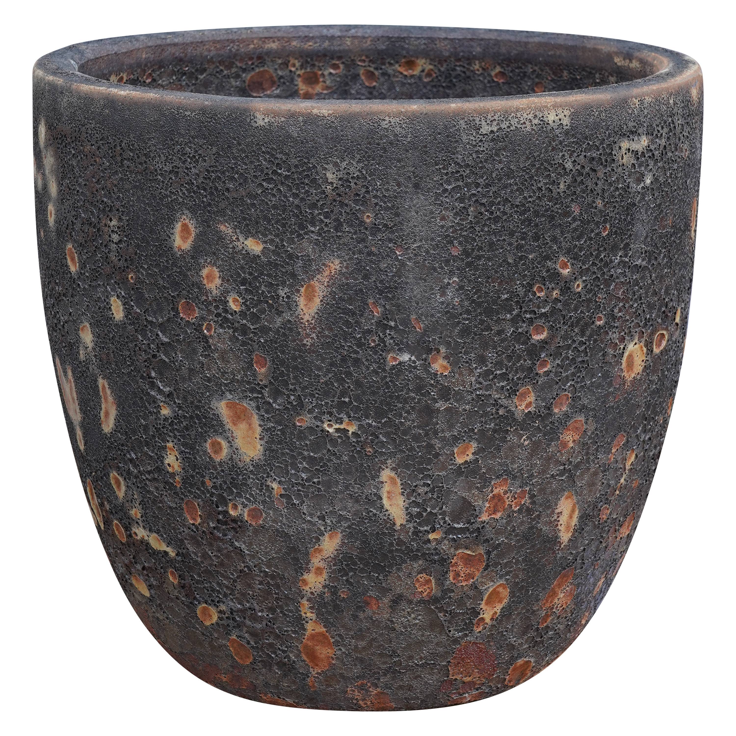 Ecloz - Pot PRAGA en terre cuite émaillée - éclats marron - Ø 22 cm - ECLOZ