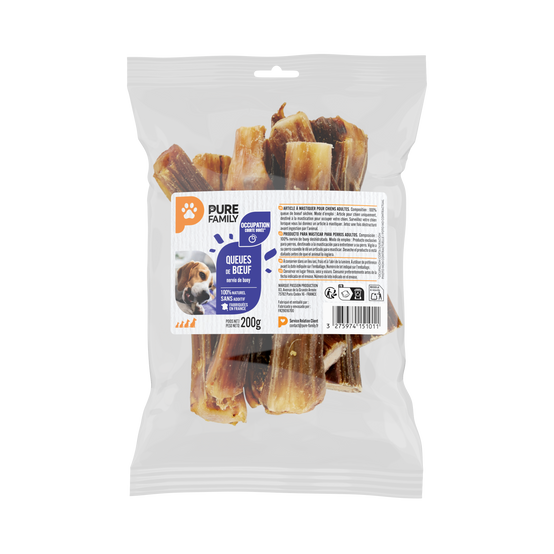 Pure Family - Sachet de friandises queues de bœuf pour chien - 200 g - PURE FAMILY - Image 1