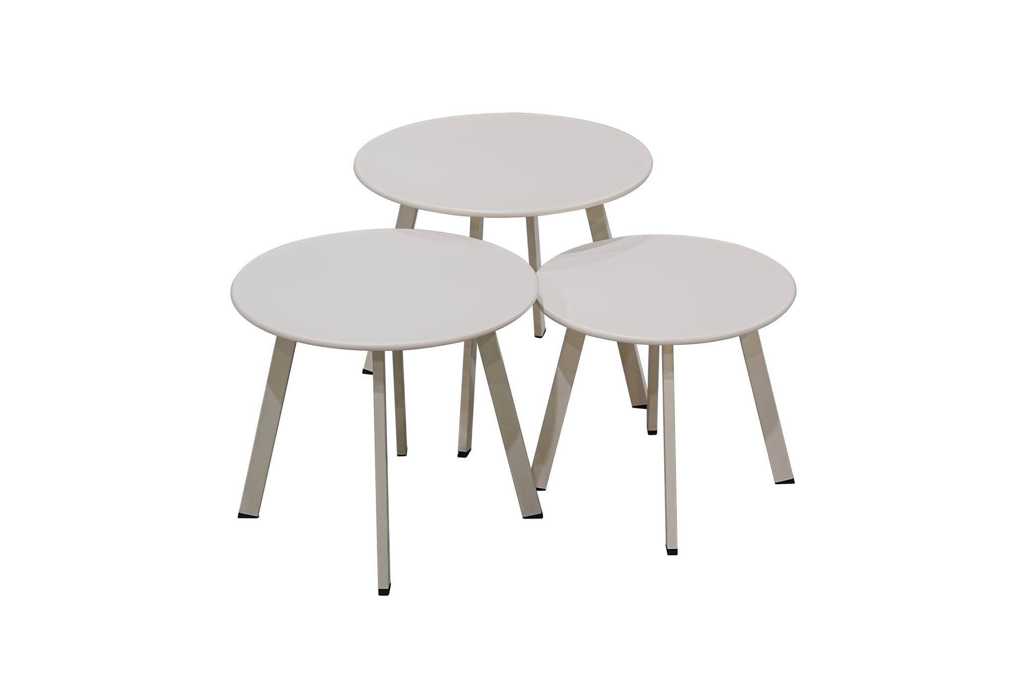 Ecloz - Ensemble 3 tables d'appoint de jardin acier sable Fanette ECLOZ - Imagen 1