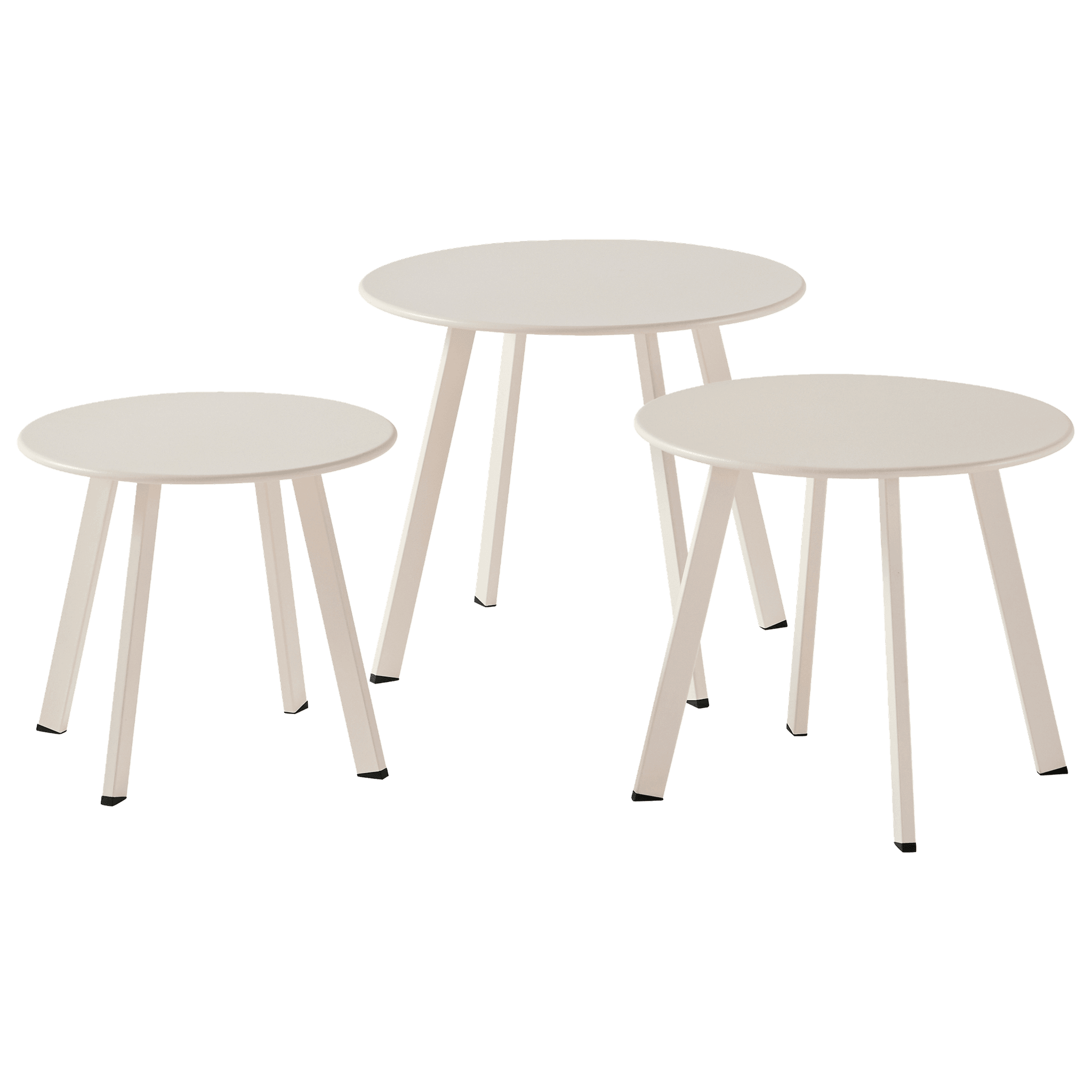 Ecloz - Ensemble 3 tables d'appoint de jardin acier sable Fanette ECLOZ - Imagen 6