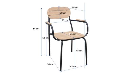 Ecloz - Fauteuil de jardin acier bois empilable noir Fedora ECLOZ - Image 2
