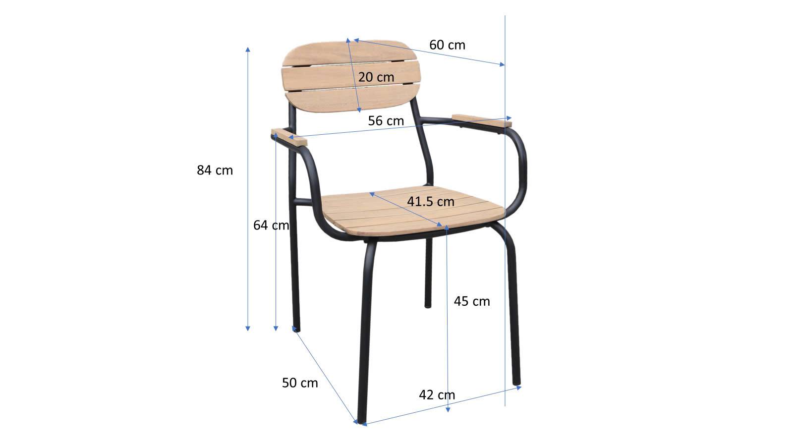 Ecloz - Fauteuil de jardin acier bois empilable noir Fedora ECLOZ - Image 2