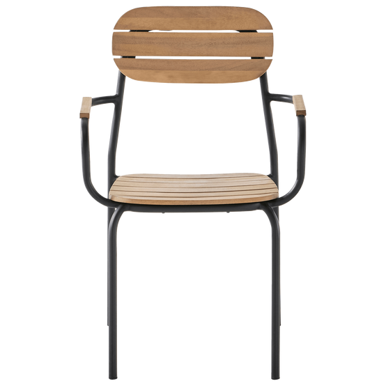 Ecloz - Fauteuil de jardin acier bois empilable noir Fedora ECLOZ - Image 5