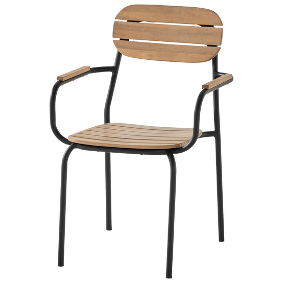Ecloz - Fauteuil de jardin acier bois empilable noir Fedora ECLOZ - Image 4