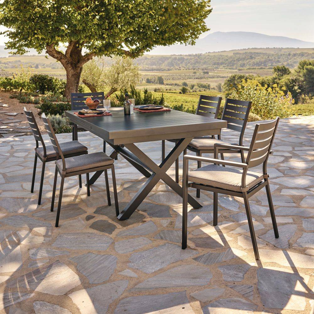 Ecloz - Table de jardin rectangulaire extensible 8/10 personnes anthracite Fargo ECLOZ - Image 12