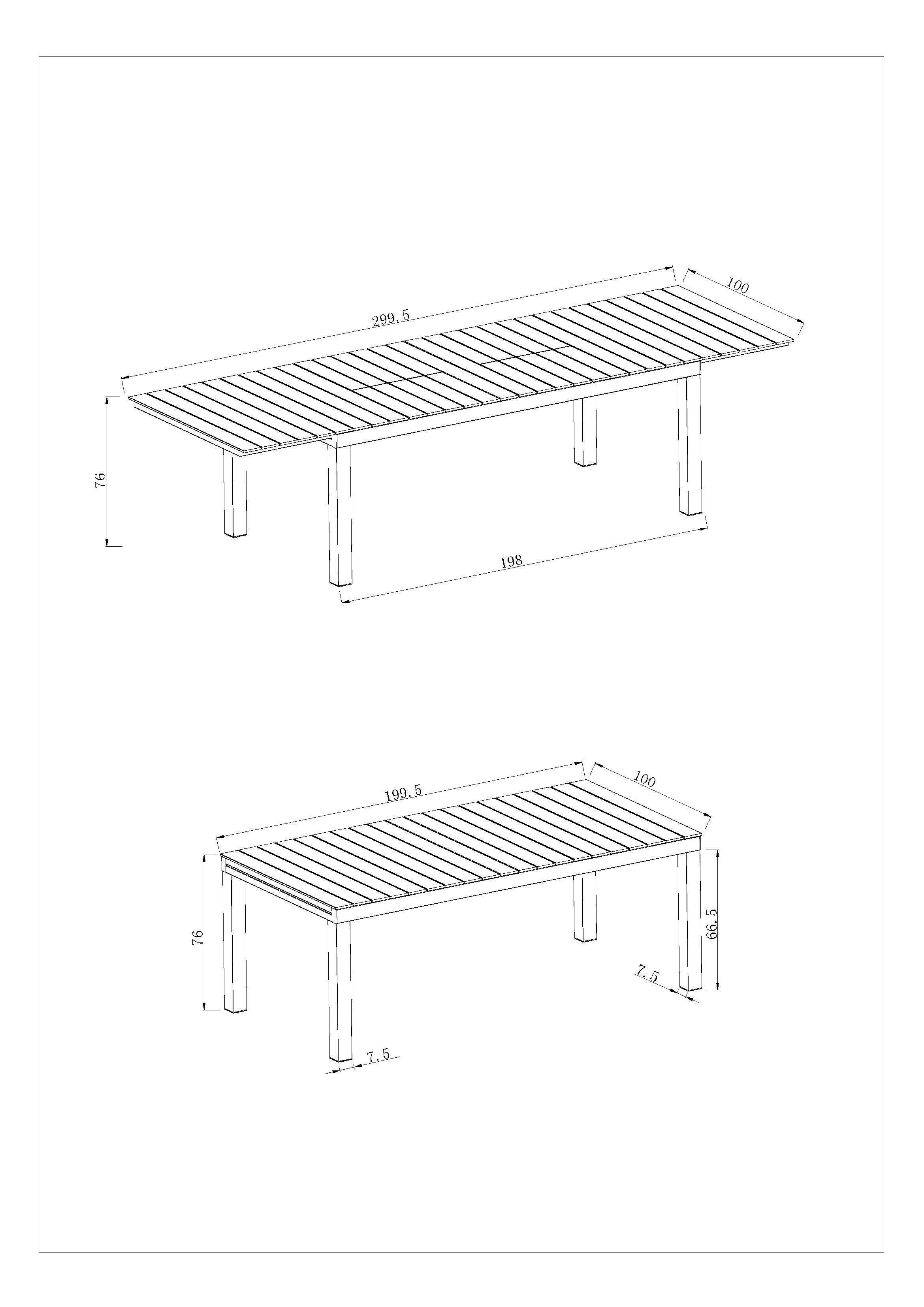 Ecloz - Table de jardin rectangulaire double extension 8/12 personnes anthracite Fileas ECLOZ - Imagen 5
