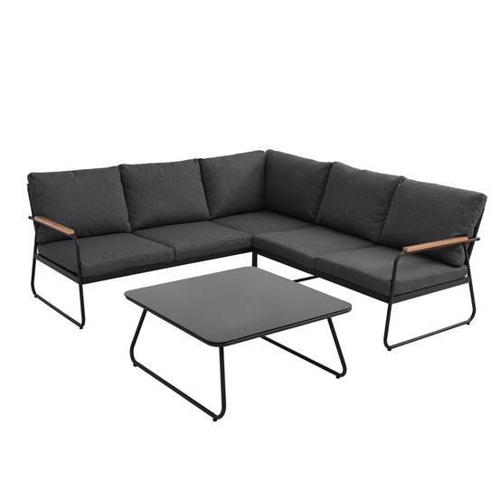 Ecloz - Salon de jardin d'angle détente acier 5 personnes anthracite Felix - ECLOZ - Image 1