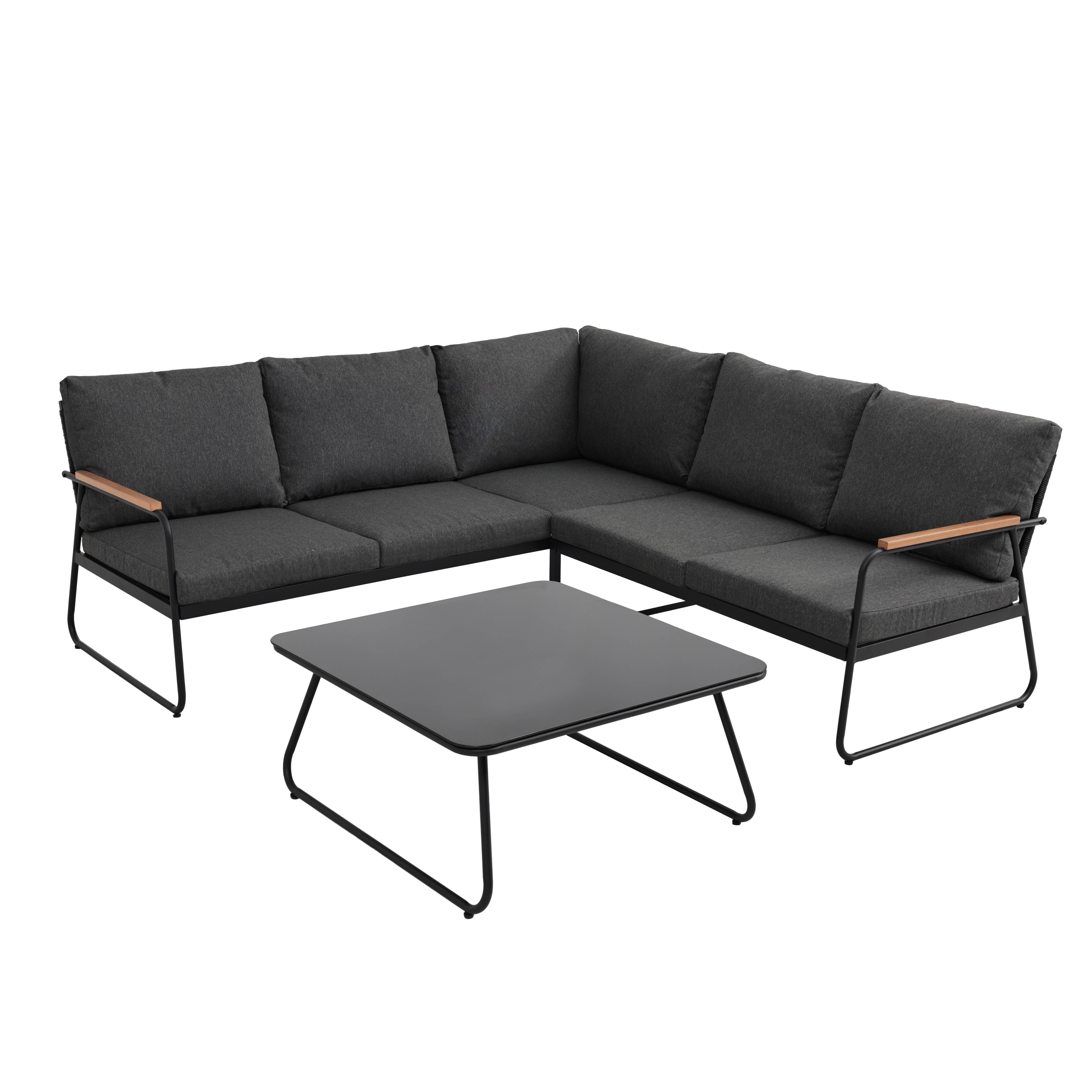 Ecloz - Salon de jardin d'angle détente acier 5 personnes anthracite Felix - ECLOZ