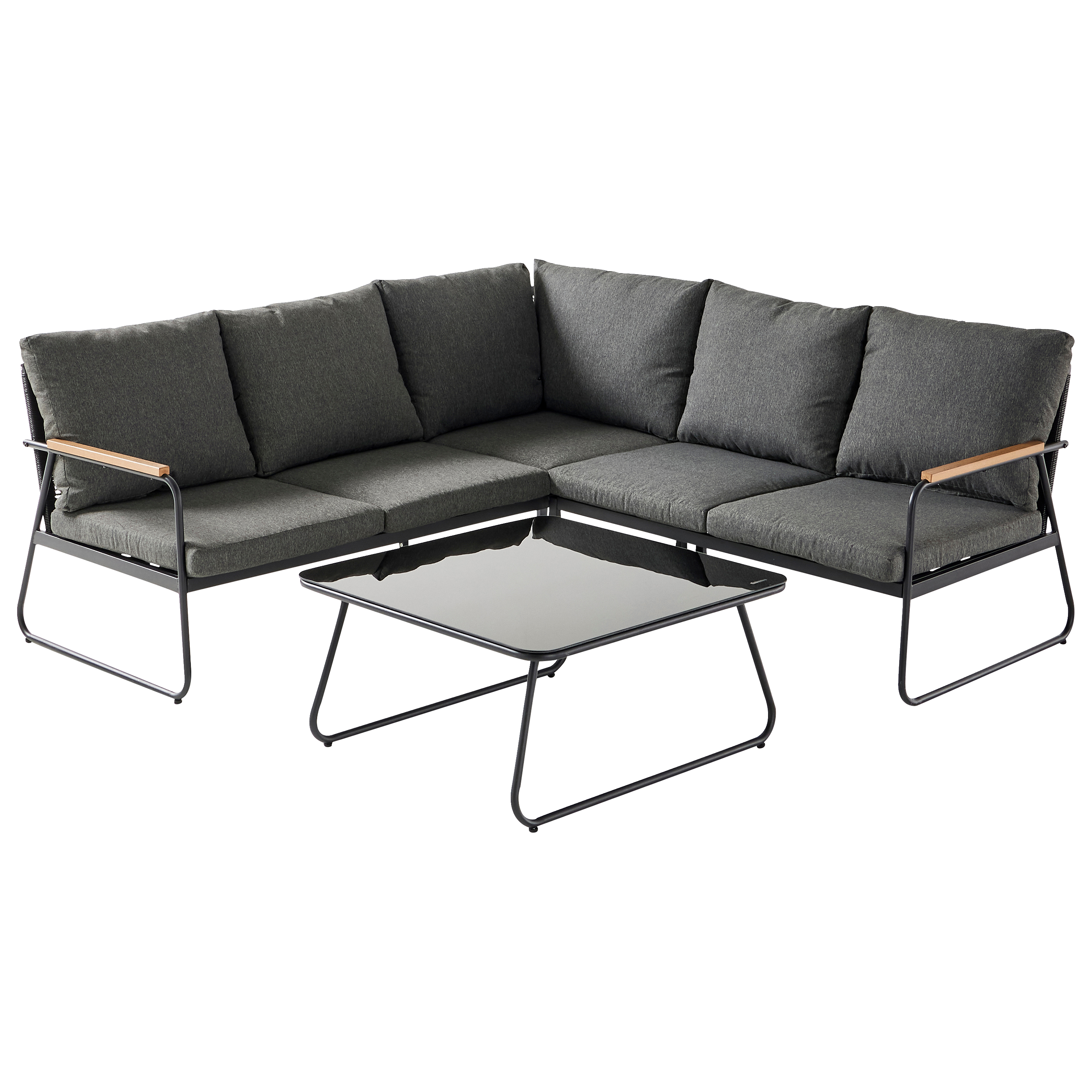 Ecloz - Salon de jardin d'angle détente acier 5 personnes anthracite Felix - ECLOZ - Imagen 4