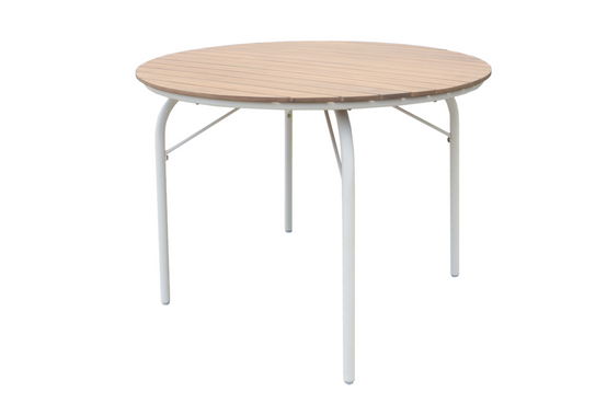 Ecloz - Table de jardin ronde acier bois métal 4 personnes écru bois Frany ECLOZ - Image 1