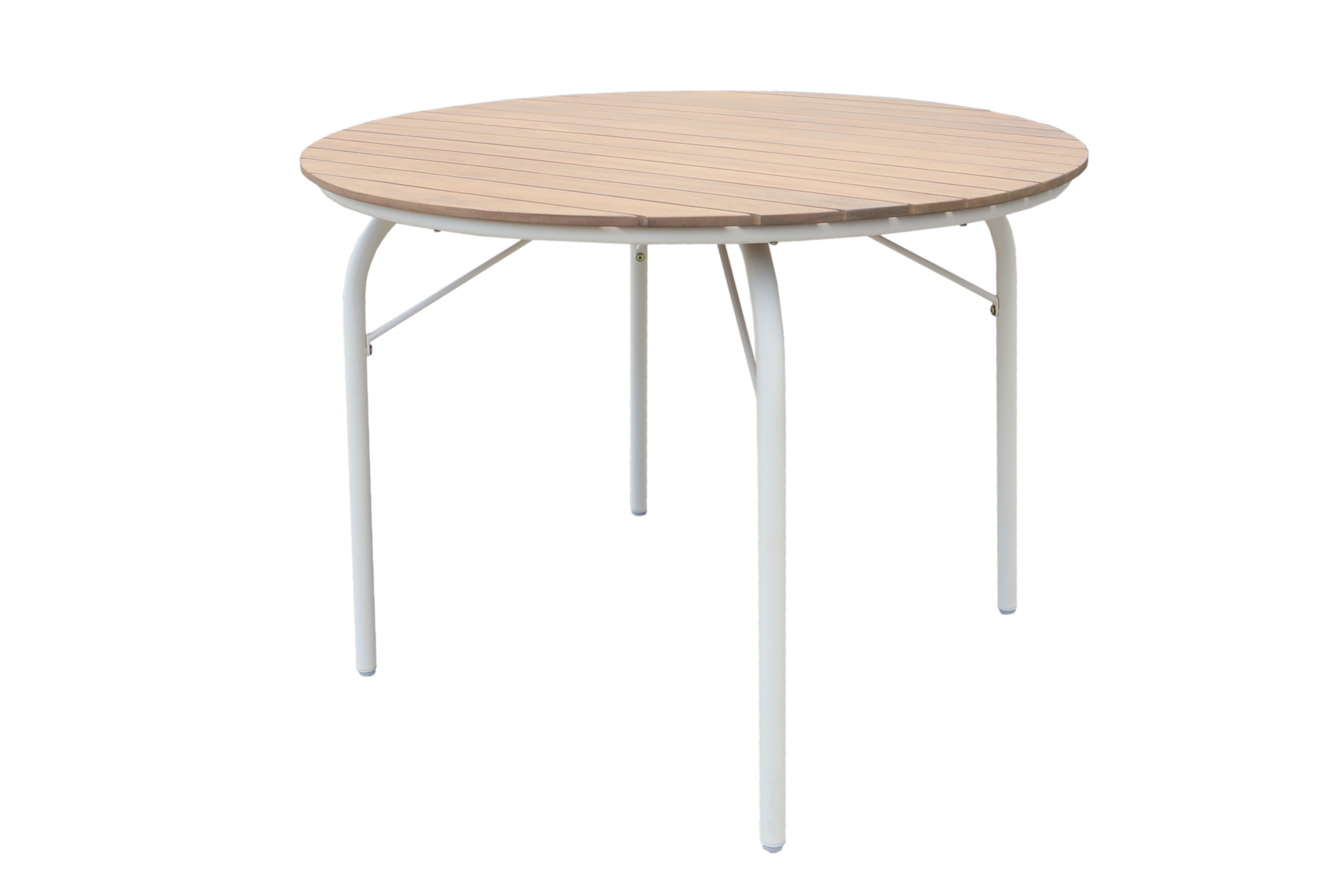 Ecloz - Table de jardin ronde acier bois métal 4 personnes écru bois Frany ECLOZ
