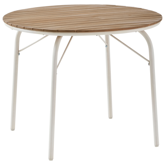 Ecloz - Table de jardin ronde acier bois métal 4 personnes écru bois Frany ECLOZ - Image 4