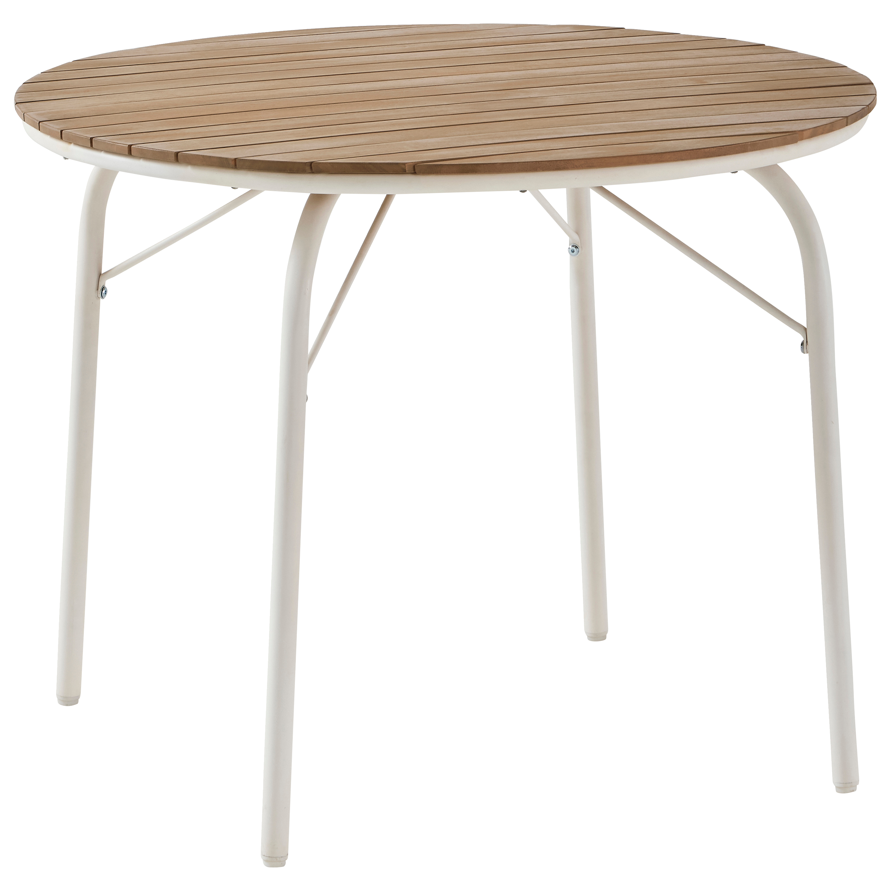 Ecloz - Table de jardin ronde acier bois métal 4 personnes écru bois Frany ECLOZ - Imagen 4