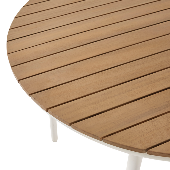 Ecloz - Table de jardin ronde acier bois métal 4 personnes écru bois Frany ECLOZ - Image 3