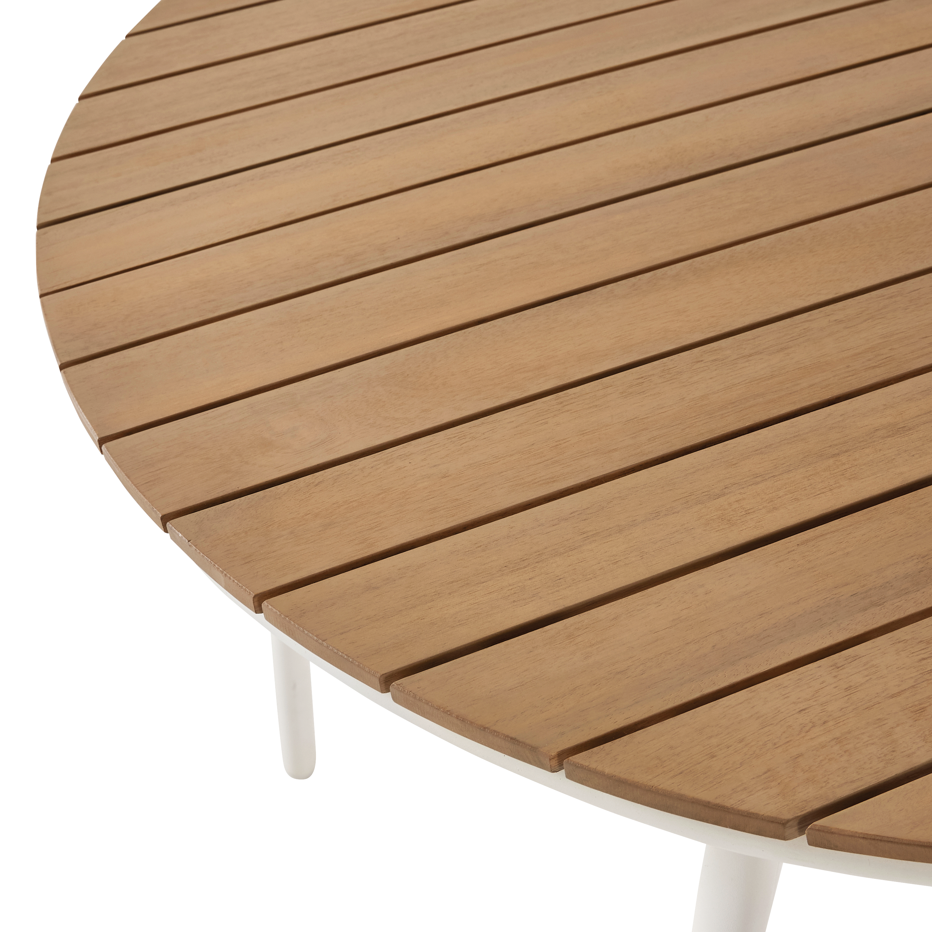 Ecloz - Table de jardin ronde acier bois métal 4 personnes écru bois Frany ECLOZ - Imagen 3