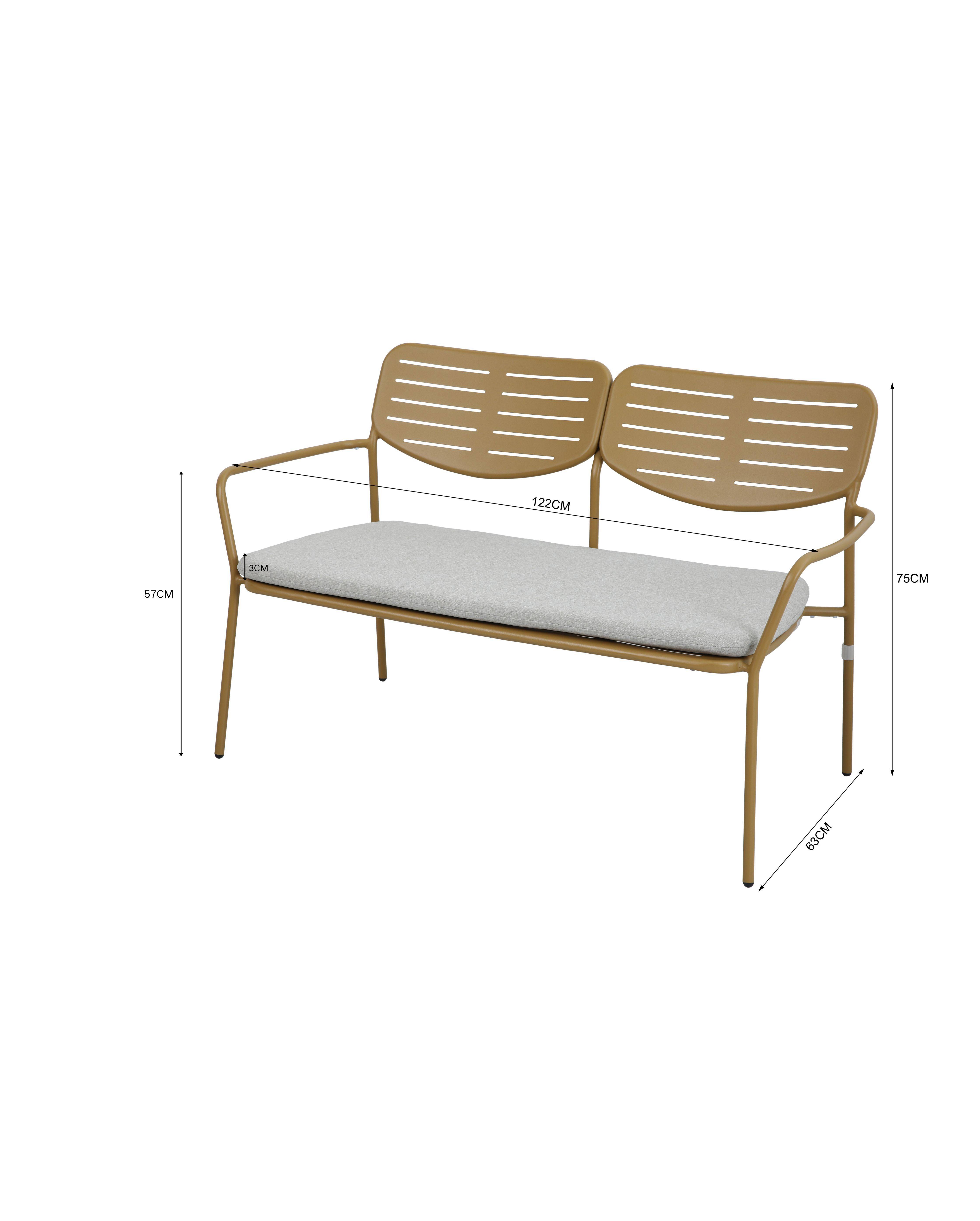 Ecloz - Banc de jardin acier 2 places ocre Eline ECLOZ - Imagen 2