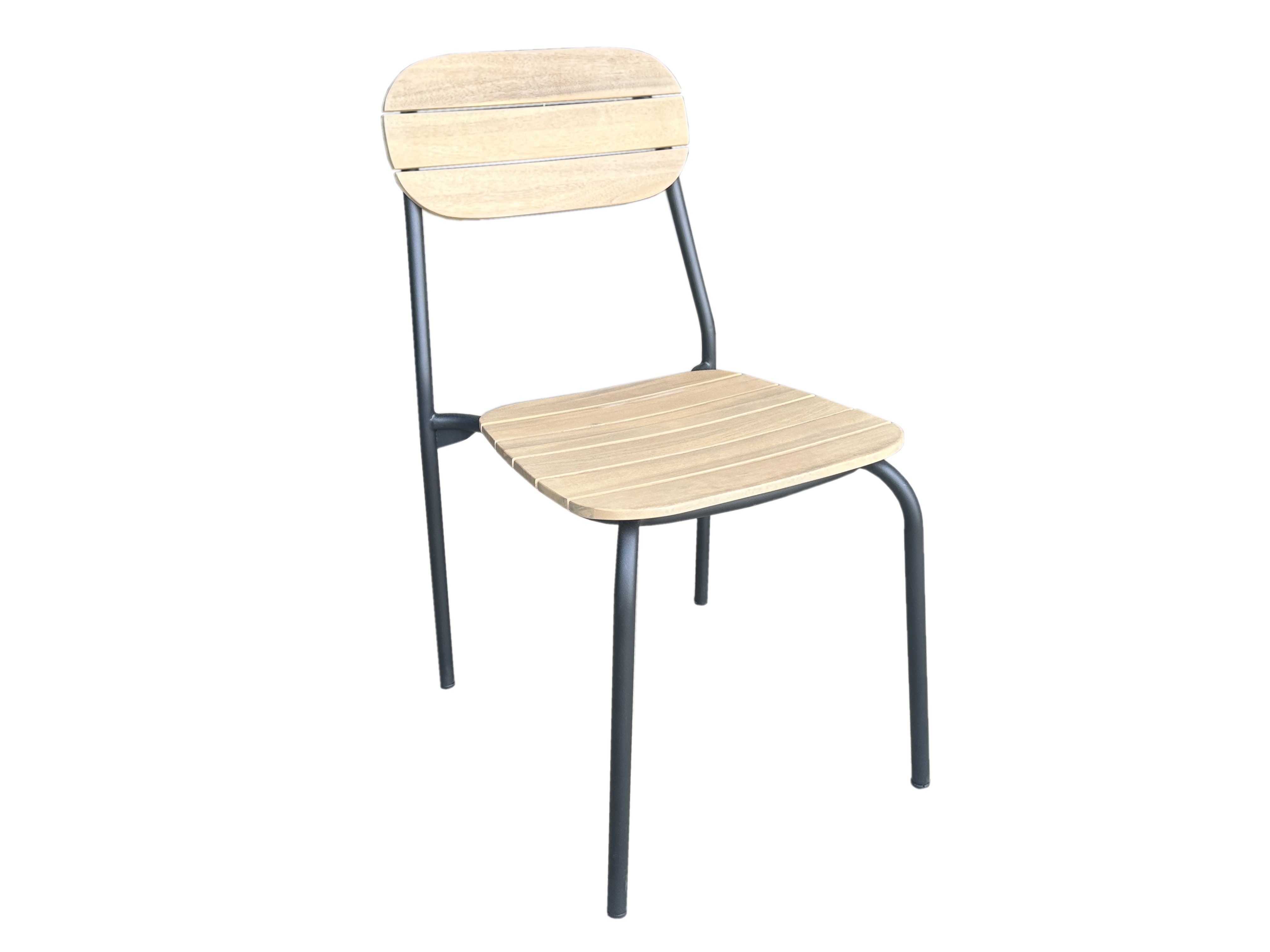 Ecloz - Chaise de jardin acier bois empilable écru Fedora ECLOZ