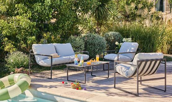 Ecloz - Salon de jardin détente métal 4 personnes anthracite Francis ECLOZ - Image 7