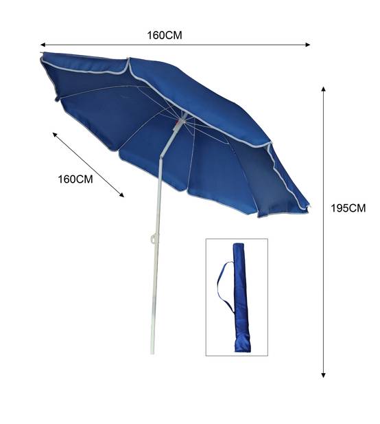 Ecloz - Parasol de plage rond 1,6x1,6m 140g/m² bleu Fez ECLOZ - Image 2