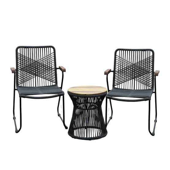 Ecloz - Salon de jardin détente acier corde acacia 2 personnes Fabrice ECLOZ - Image 1
