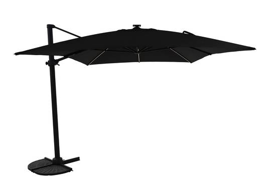 Parasol déporté inclinable à LED rectangulaire 3x4M gris 220g/m² anthracite Edric ECLOZ - Image 1