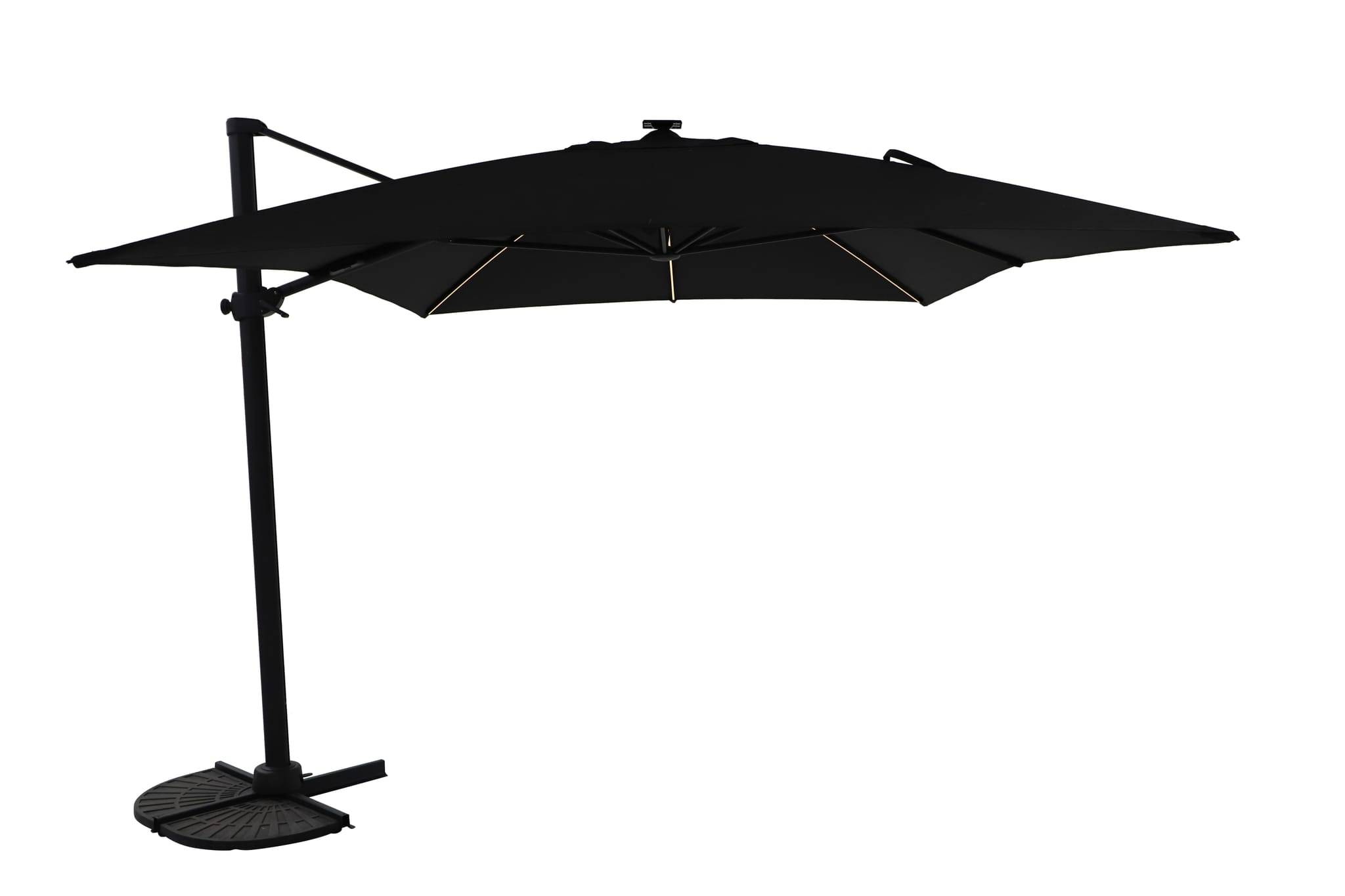 Parasol déporté inclinable à LED rectangulaire 3x4M gris 220g/m² anthracite Edric ECLOZ