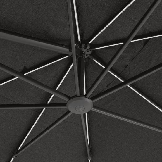 Parasol déporté inclinable à LED rectangulaire 3x4M gris 220g/m² anthracite Edric ECLOZ - Image 3