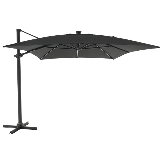 Parasol déporté inclinable à LED rectangulaire 3x4M gris 220g/m² anthracite Edric ECLOZ - Image 4