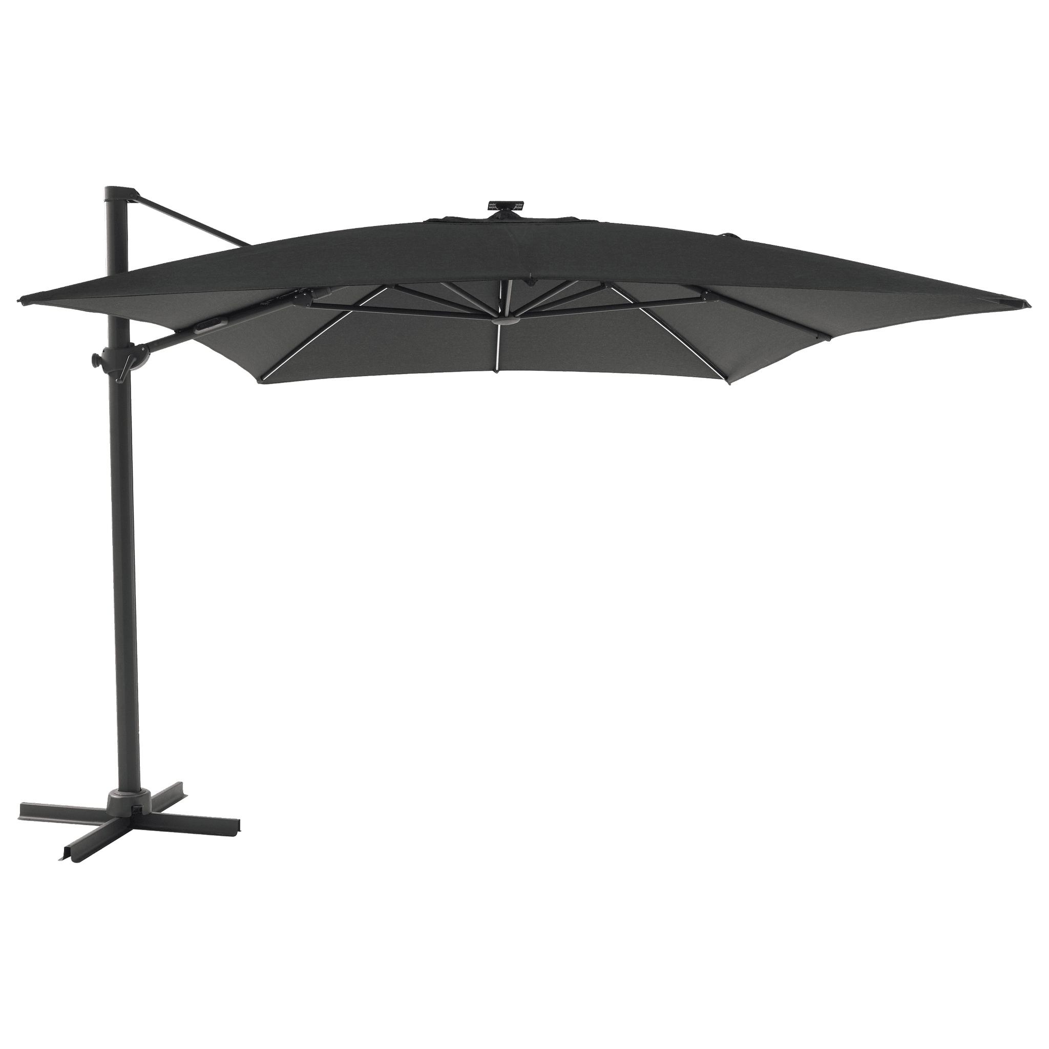 Parasol déporté inclinable à LED rectangulaire 3x4M gris 220g/m² anthracite Edric ECLOZ - Imagen 4
